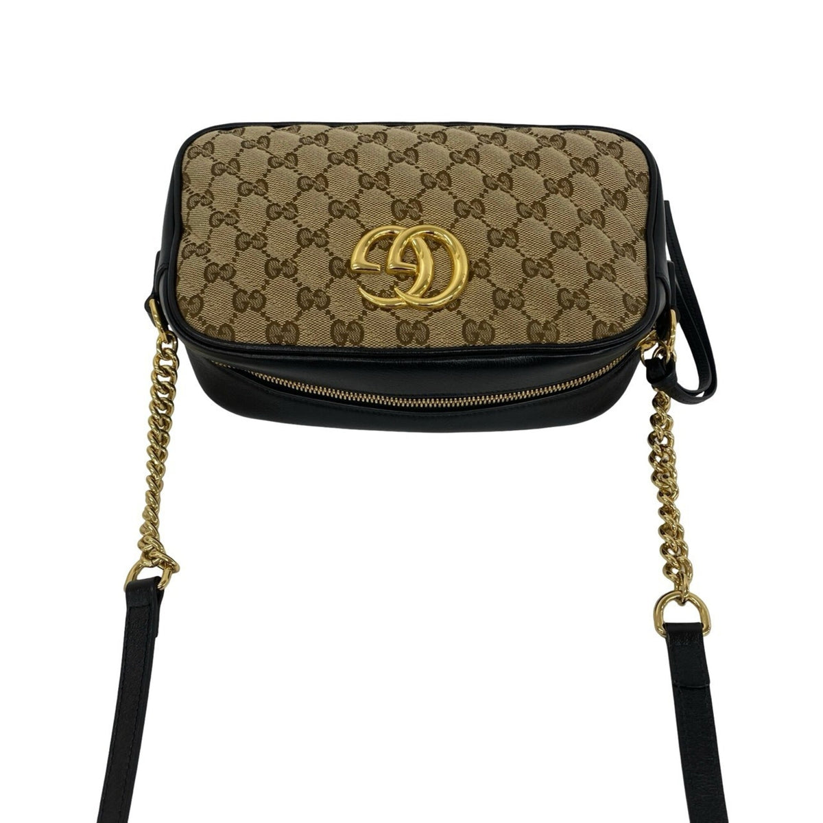 Gucci Black Brown Canvas Leather Pochette Shoulder Bag (Pre-Owned)