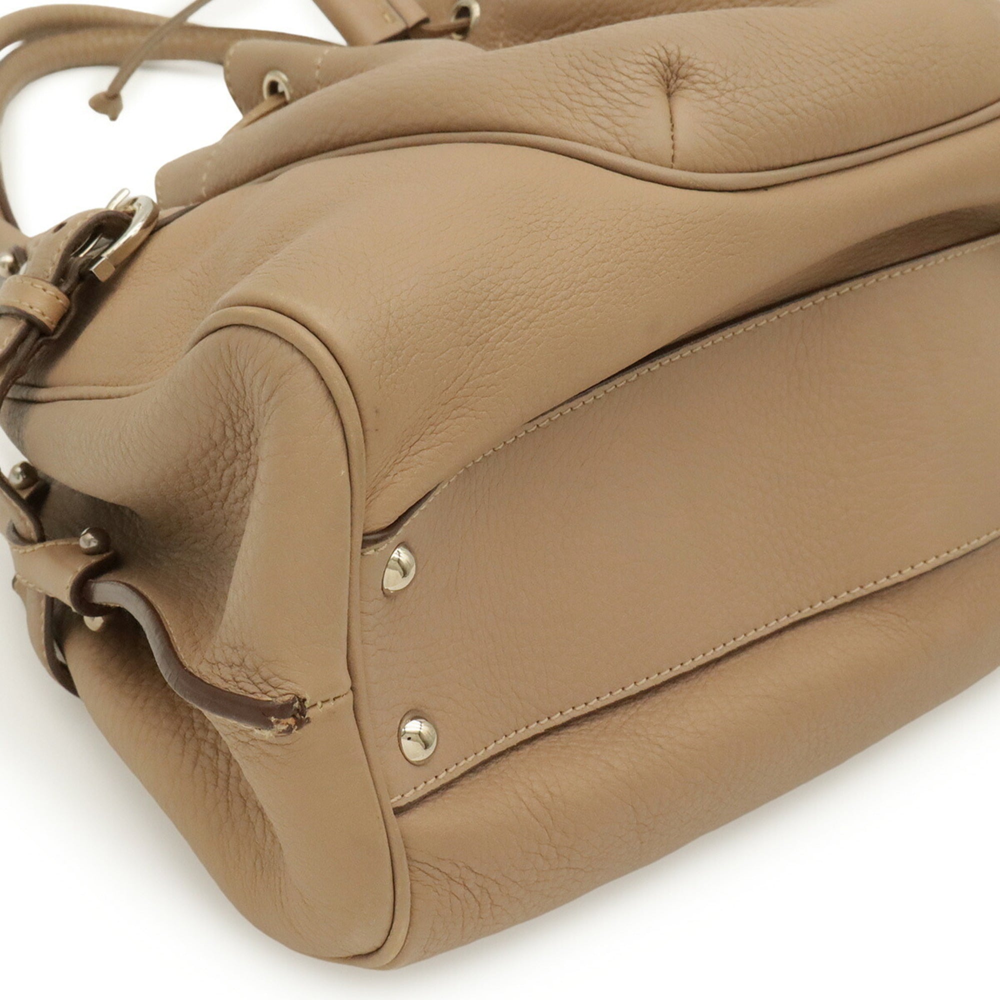 Salvatore Ferragamo Gancini Pink Beige Leather Handbag Tote Bag (Pre-Owned)