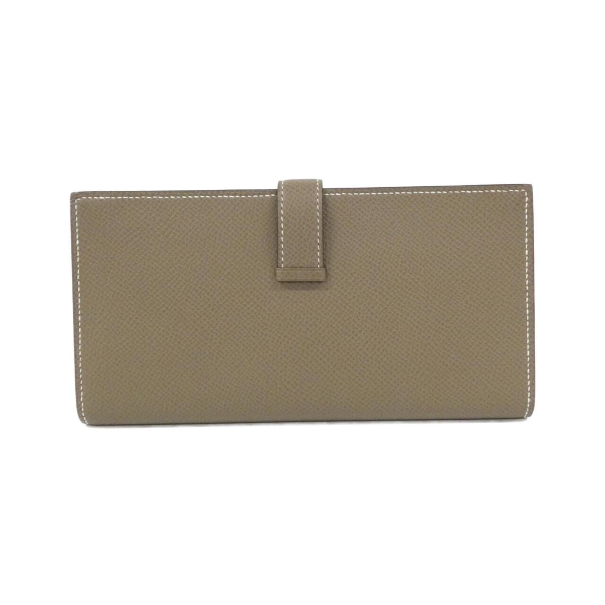 Hermes Etoupe Gray Soufre Epsom Leather Long Wallet (Bi-Fold) (Pre-Owned)