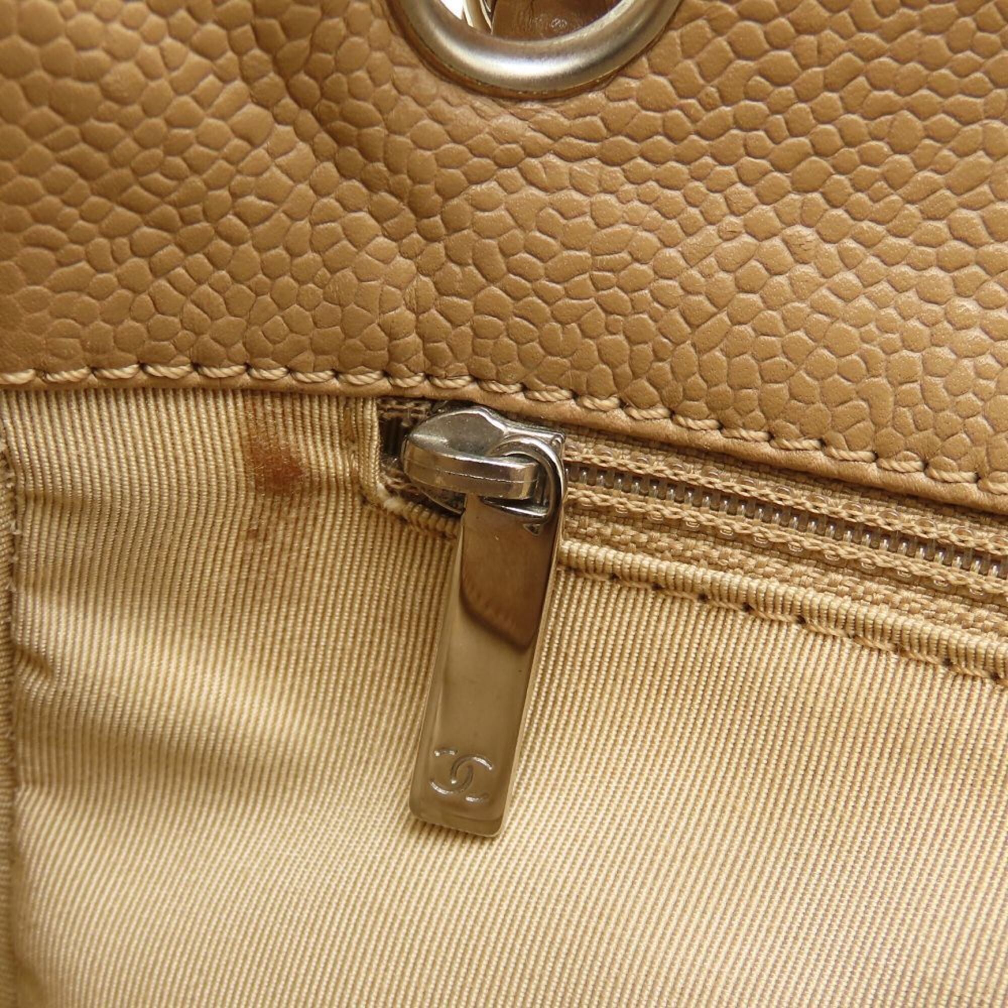 Chanel Beige Grained Calfskin Shoulder Bag Tote Bag (Pre-Owned)