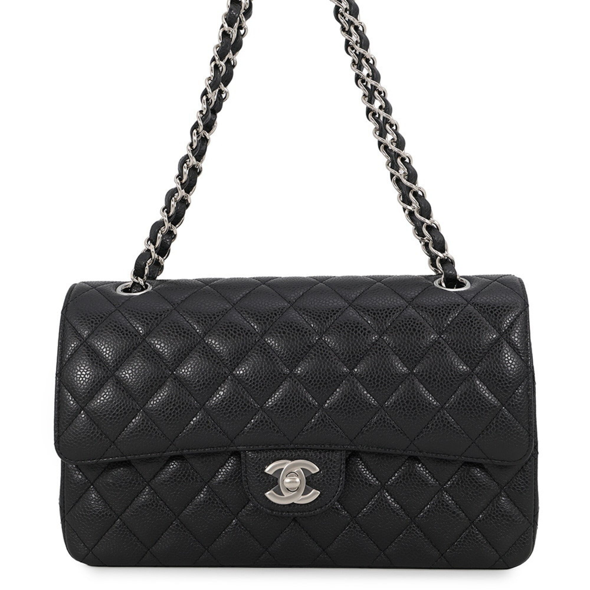Chanel Matelasse Black Grained Calfskin Handbag Shoulder Bag (Pre-Owned)