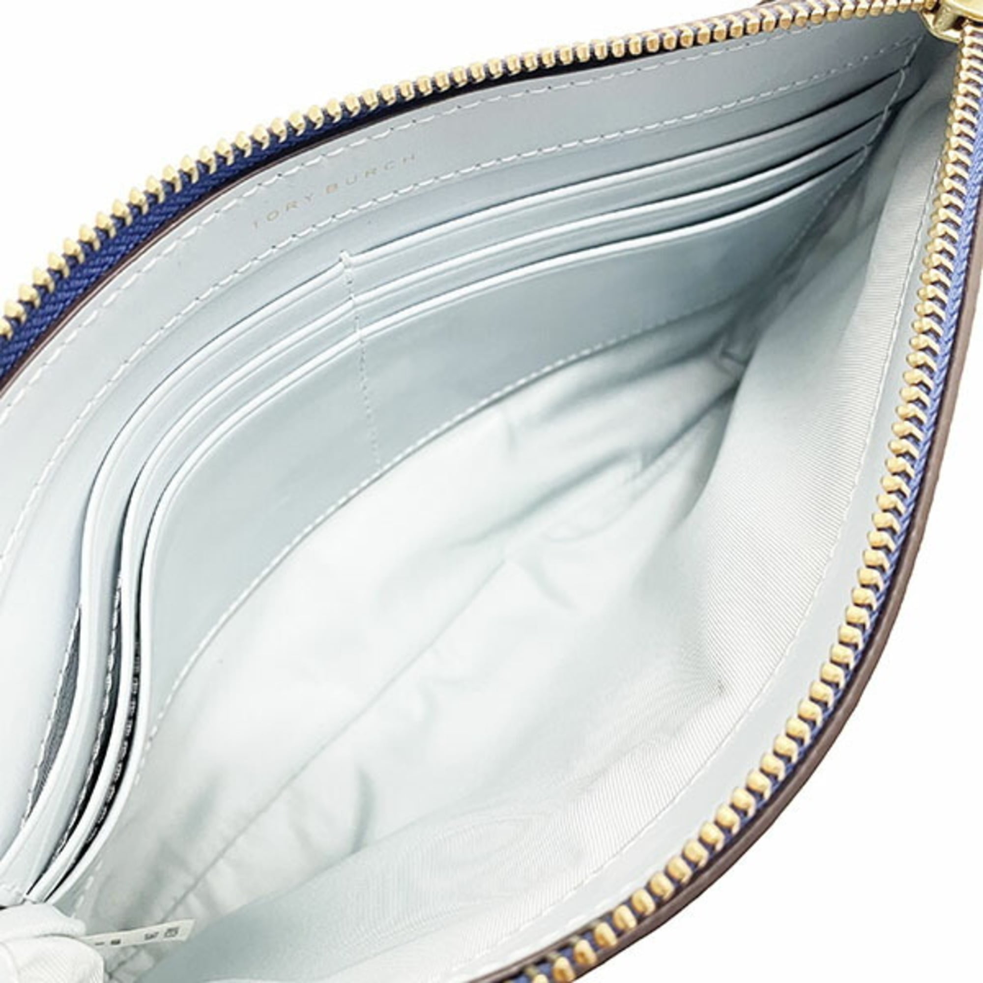 Tory Burch Ivory Multi-Color Navy Leather Shoulder Bag (Pre-Owned)