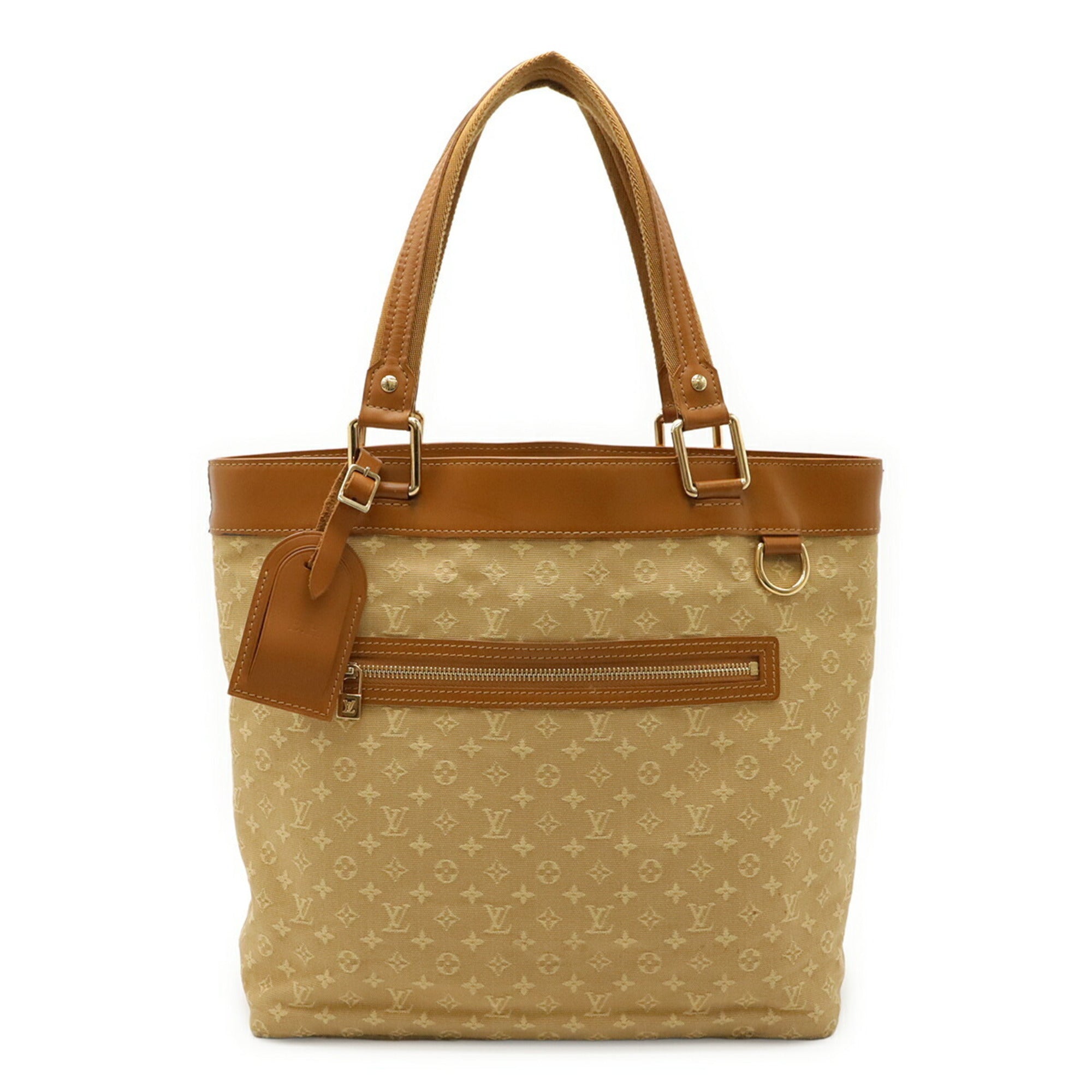 Louis Vuitton Beige Canvas Leather Shoulder Bag Tote Bag (Pre-Owned)