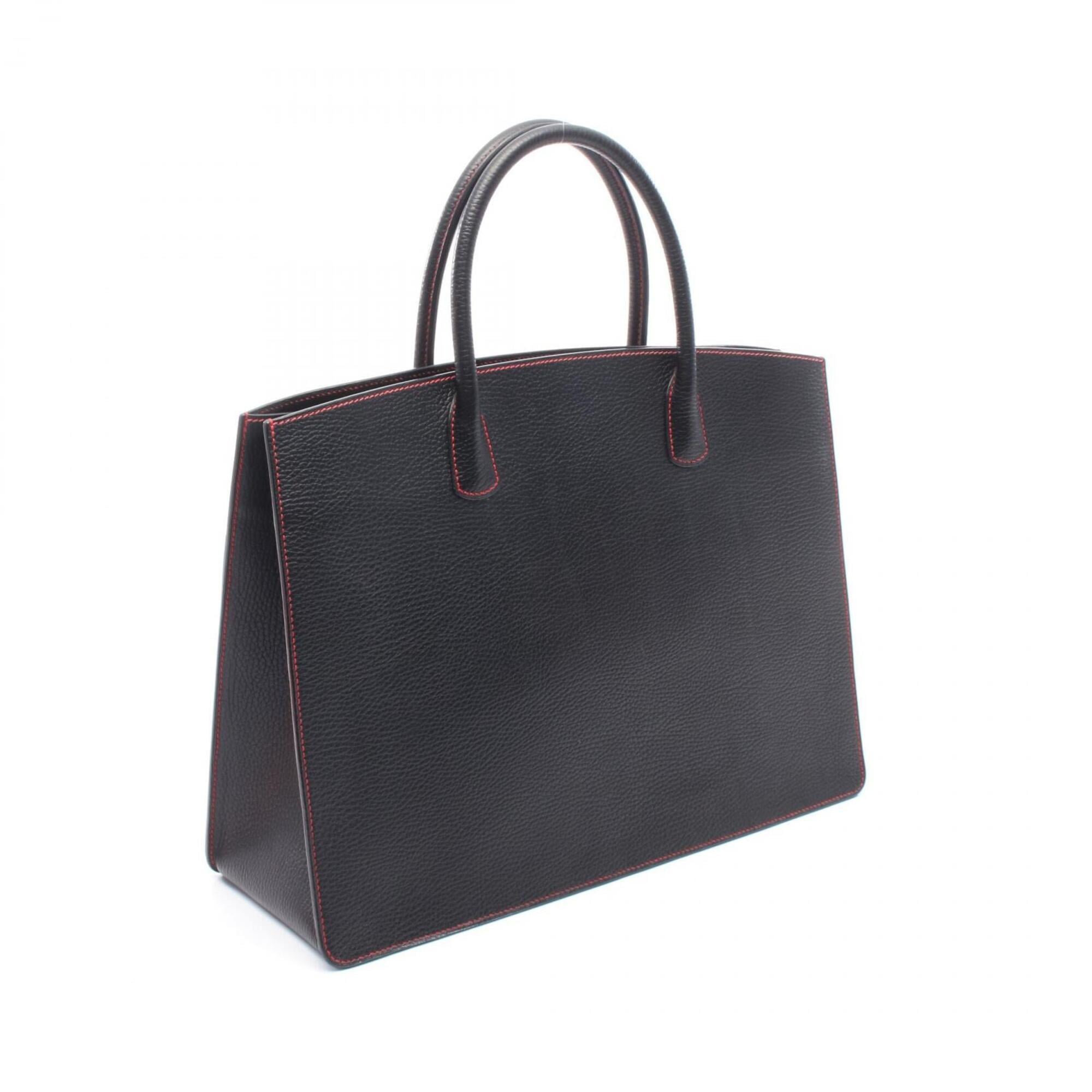 Hermes Black Leather Handbag Tote Bag (Pre-Owned)