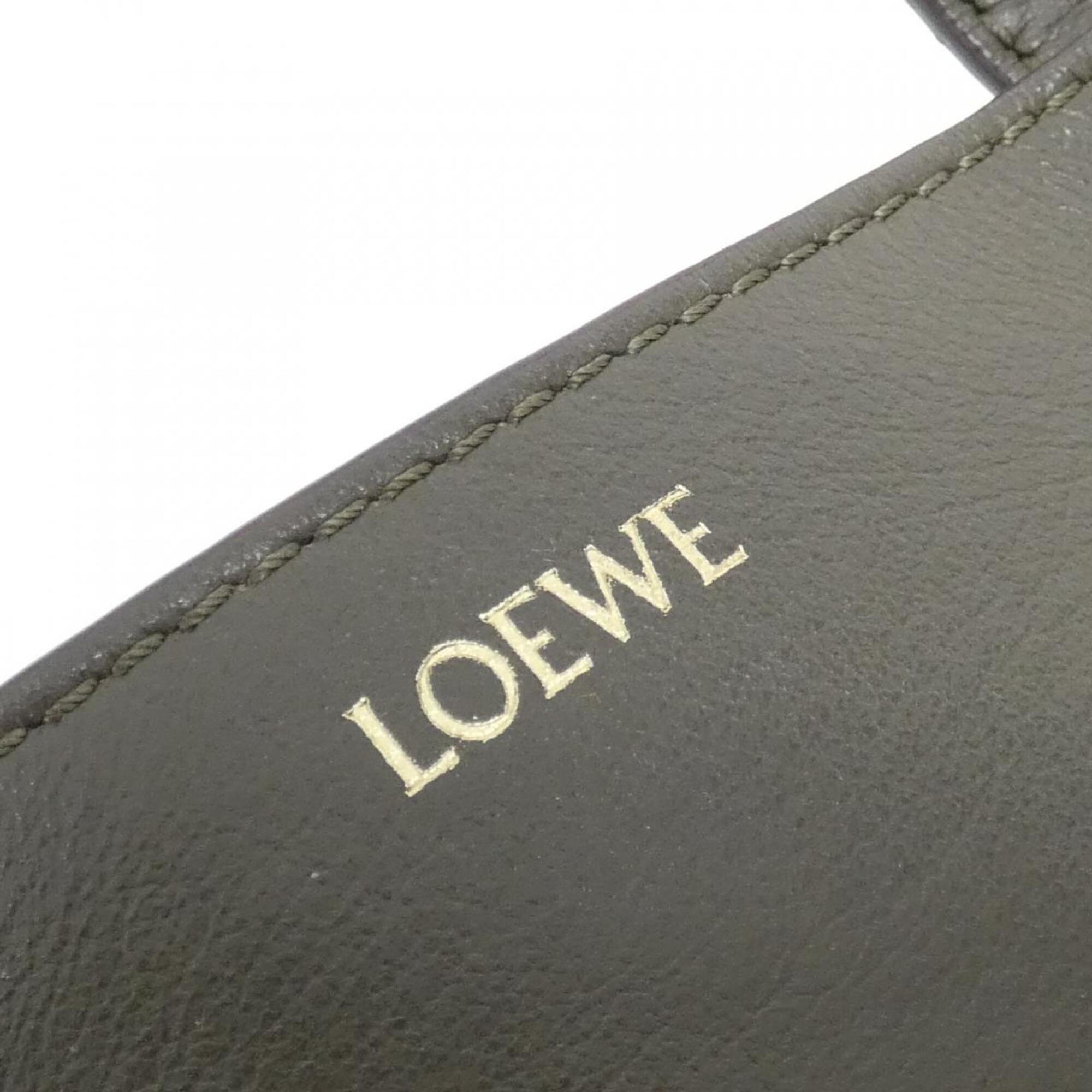 Loewe Dark Khaki Green Leather Tote Bag (Pre-Owned)