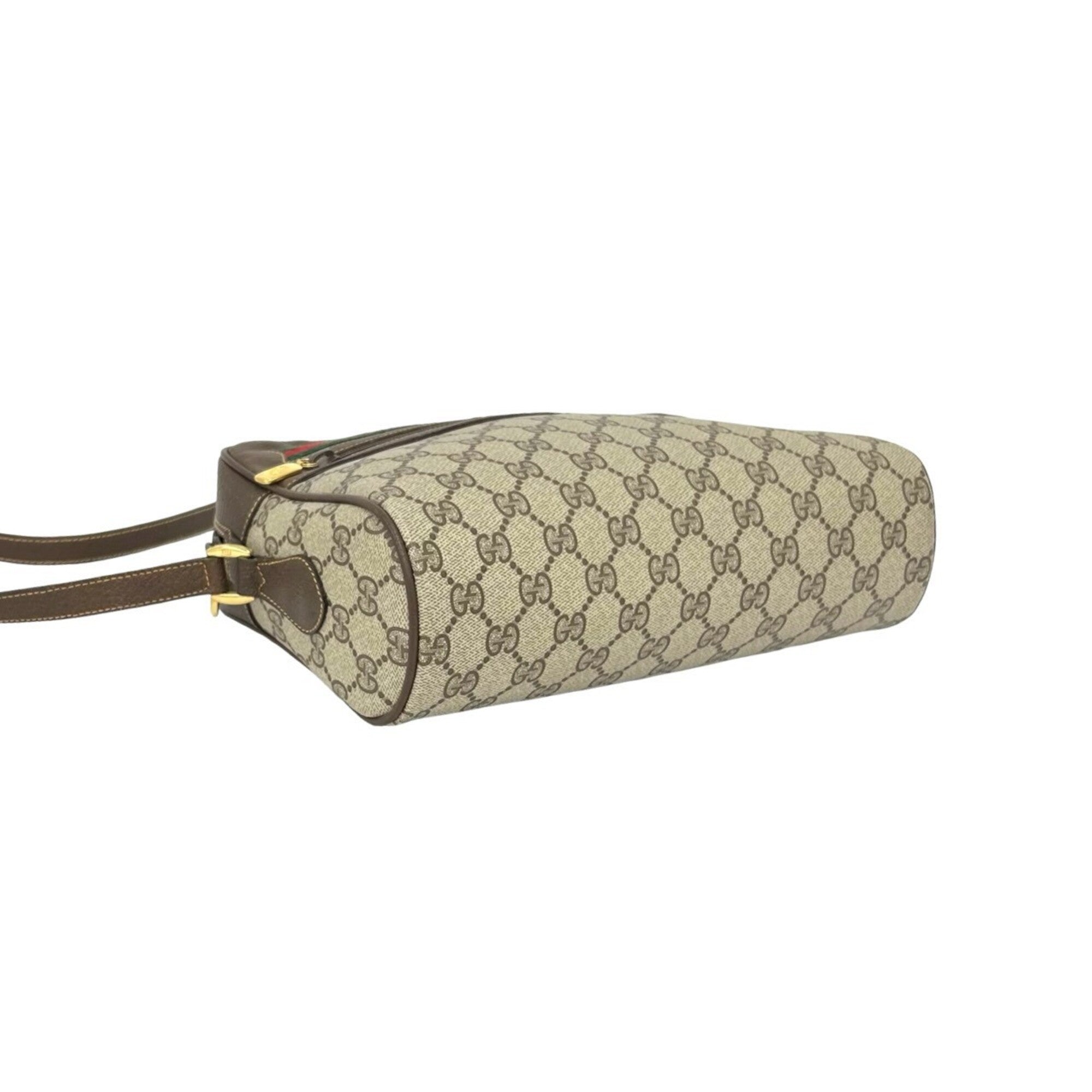 Gucci Brown Green Red Color Leather Pvc Pochette Shoulder Bag (Pre-Owned)