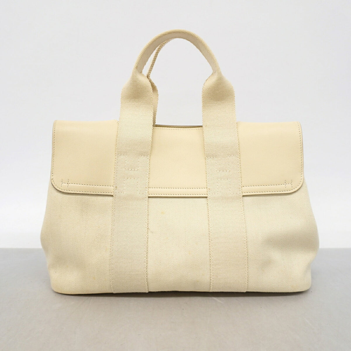 Hermes Ivory Toile Chevron Tote Bag (Pre-Owned)