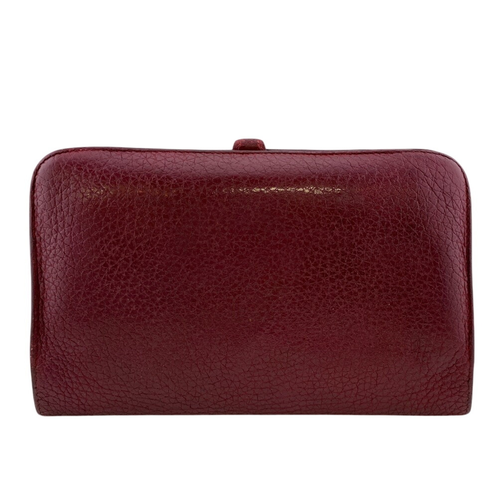 Hermes Red Color Taurillon Clemence Leather Long Wallet (Bi-Fold) (Pre-Owned)