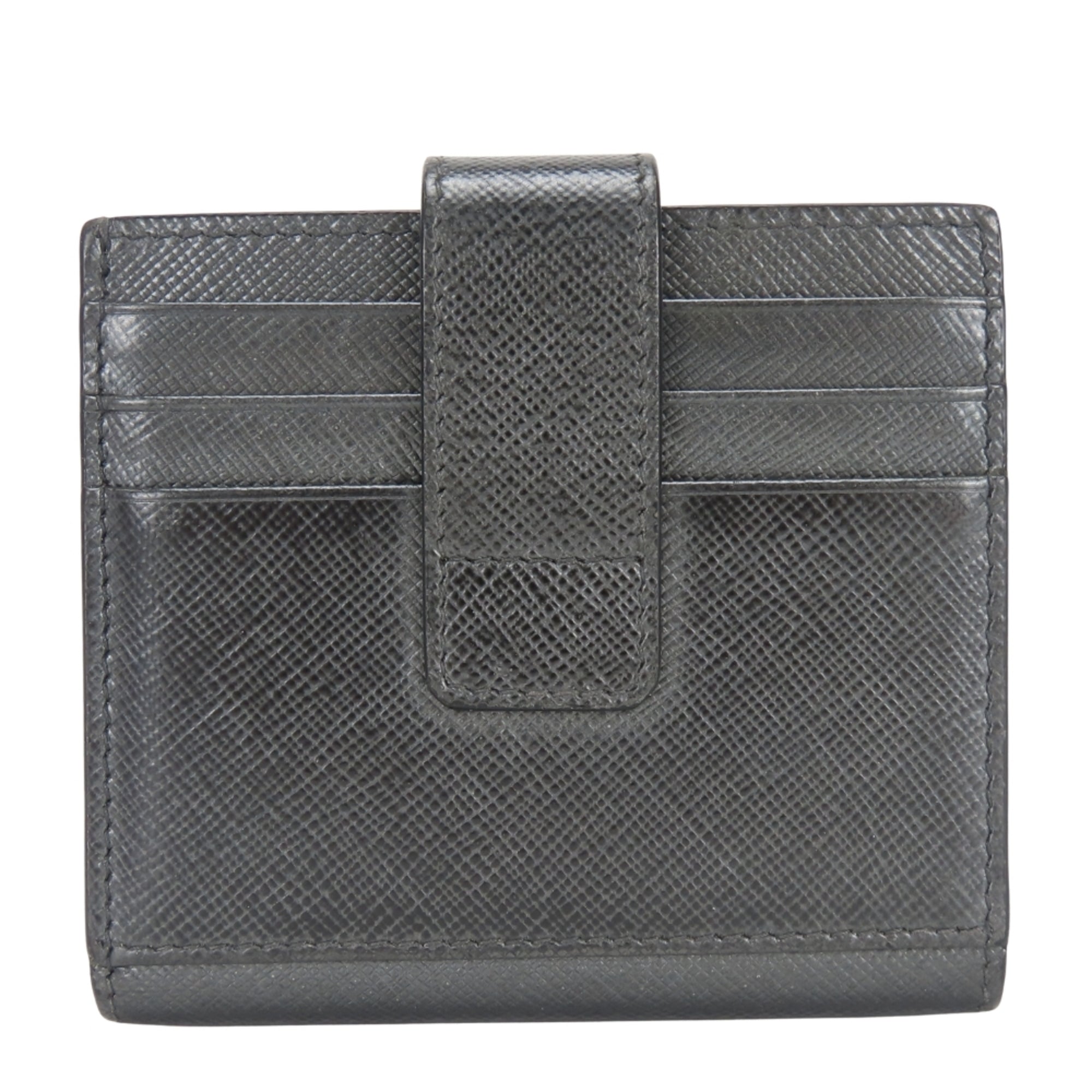 Prada Black Metallic Gray Leather Bill Wallet (Bi-Fold) (Pre-Owned)
