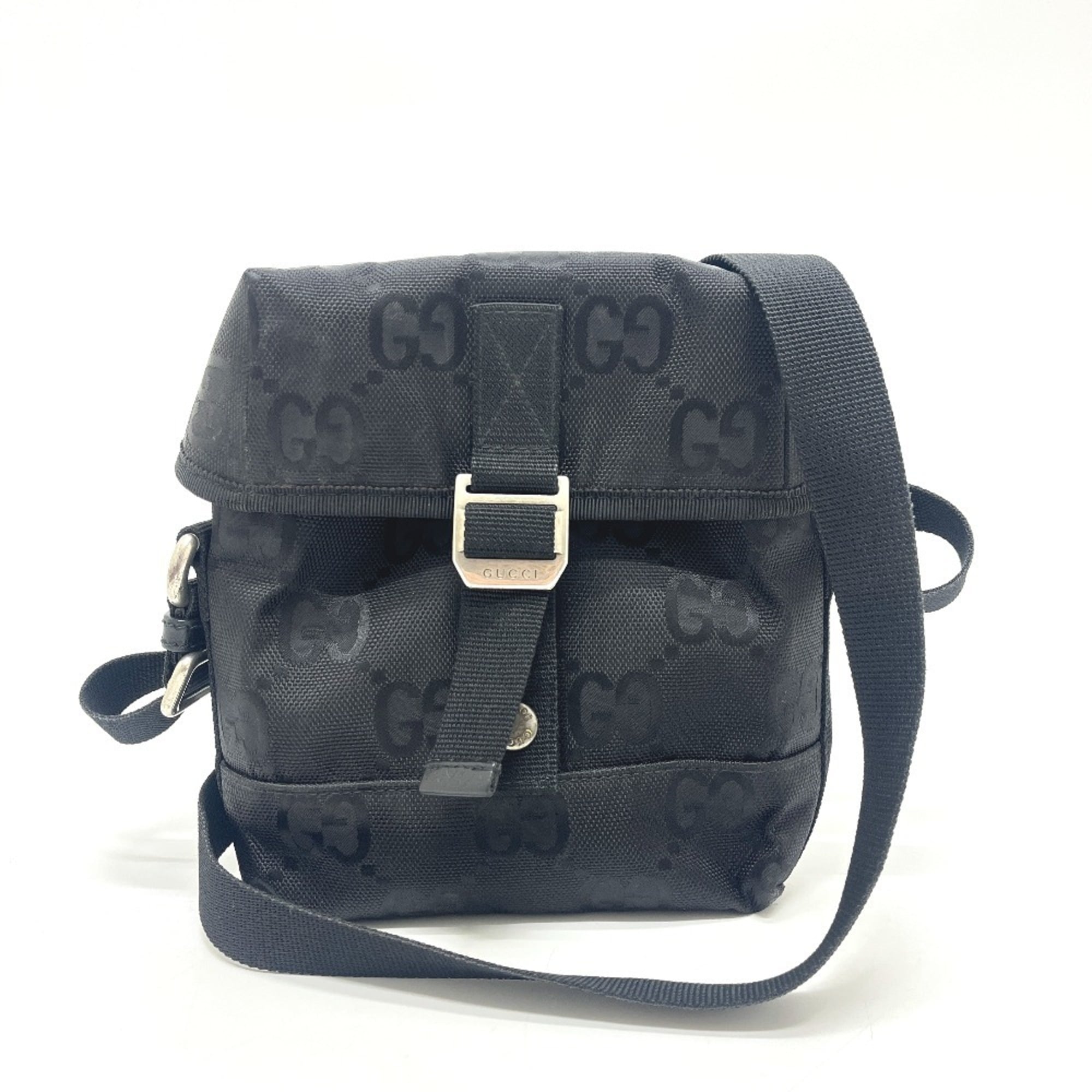 Gucci Black Nylon Leather Handbag Shoulder Bag (Pre-Owned)