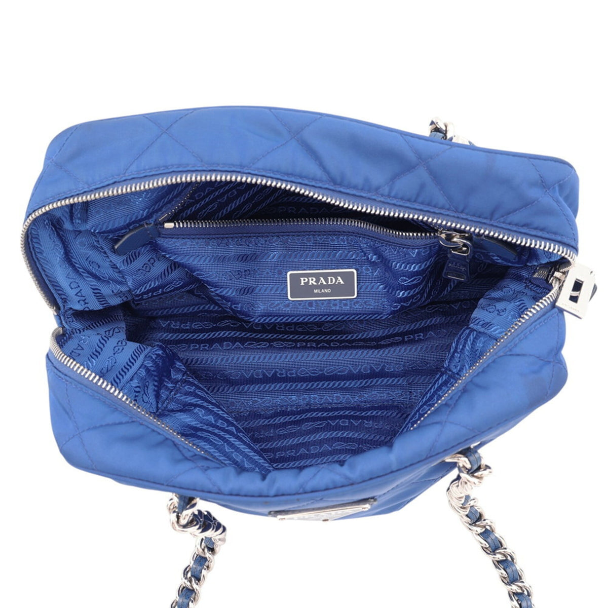 Prada Blue Nylon Handbag Shoulder Bag (Pre-Owned)