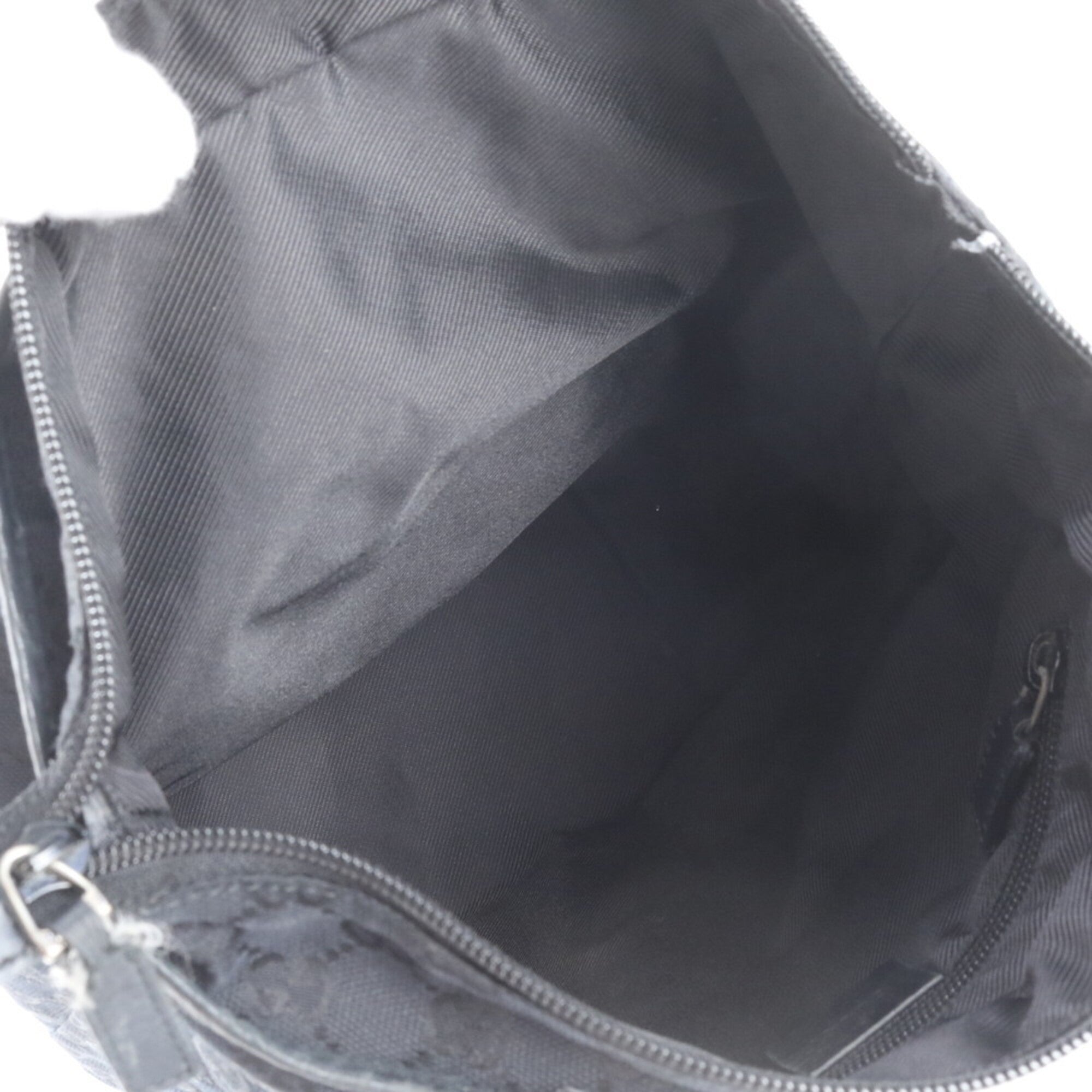 Gucci Gg Canvas Black Gg Canvas Leather Handbag Shoulder Bag Tote Bag (Pre-Owned)