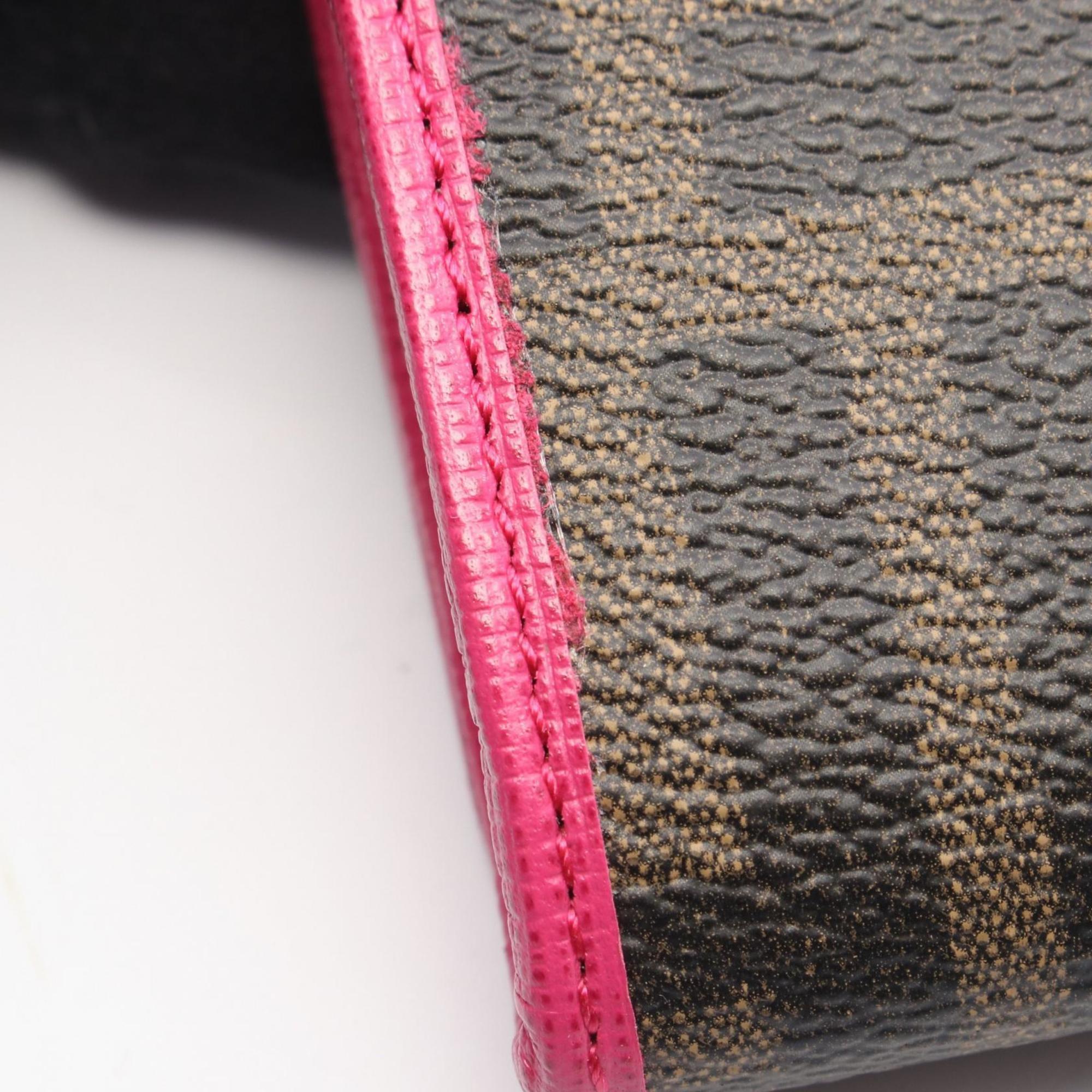 Fendi Black Brown Pink Leather Pvc Long Wallet (Bi-Fold) (Pre-Owned)