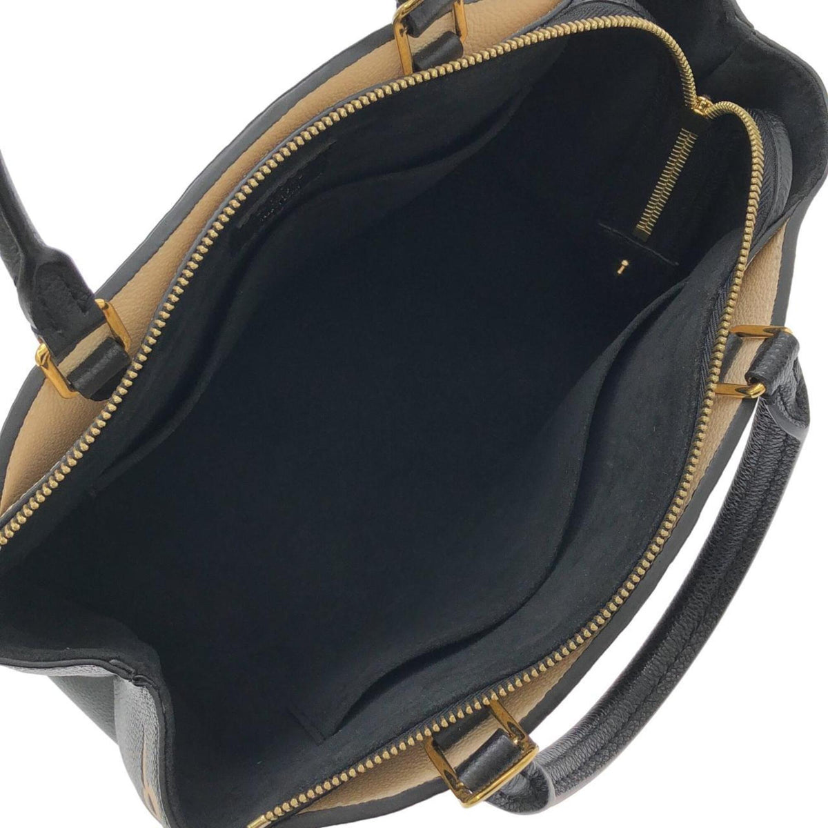 Louis Vuitton Beige Black Leather Handbag (Pre-Owned)