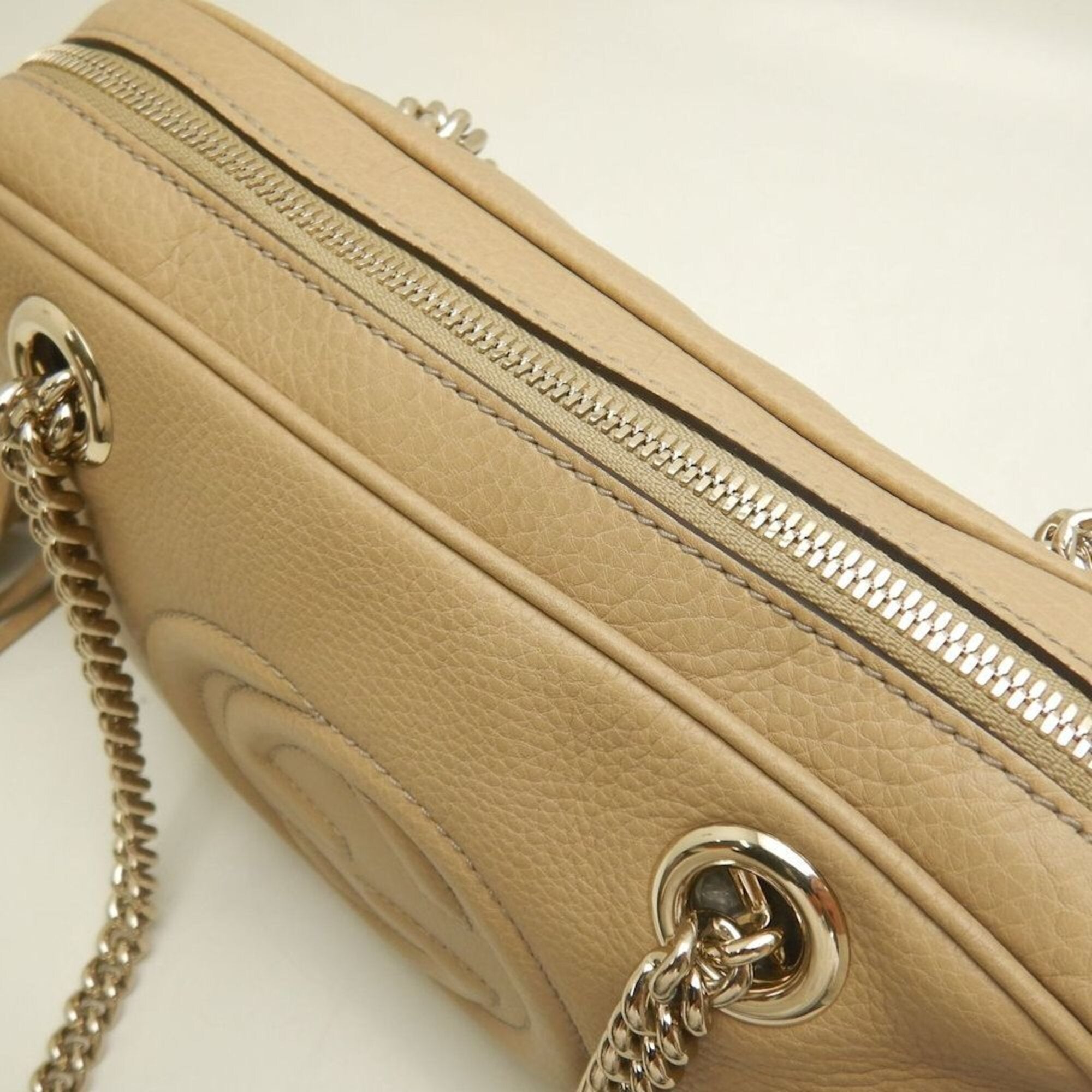 Gucci Soho Beige Leather Shoulder Bag (Pre-Owned)