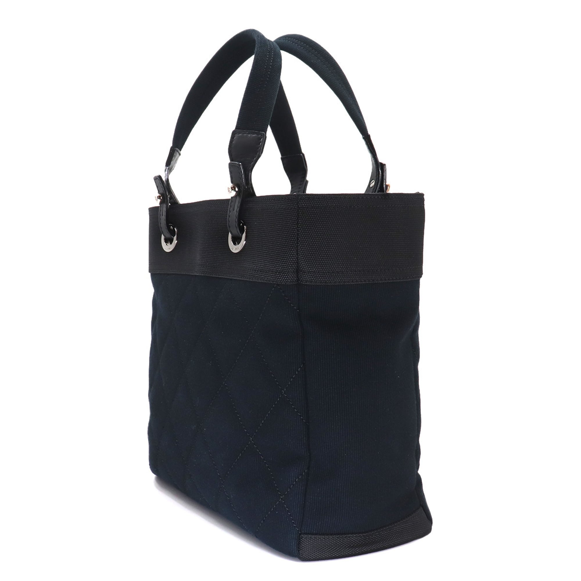 Chanel Black Canvas Handbag Tote Bag (Pre-Owned)