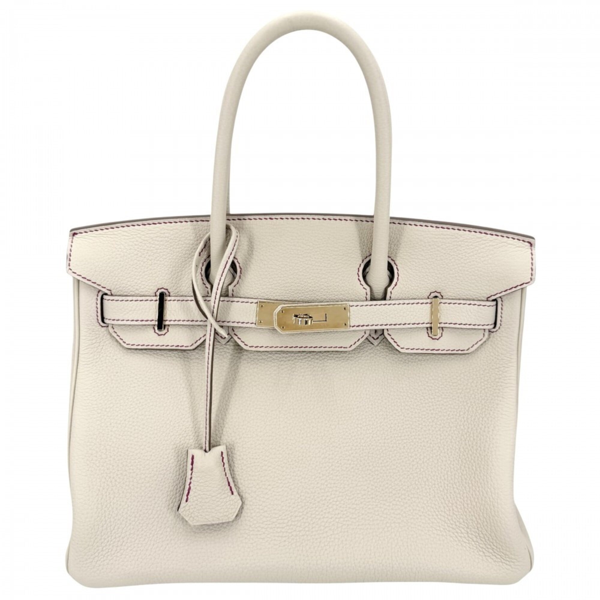 Hermes Pink White Leather Handbag (Pre-Owned)