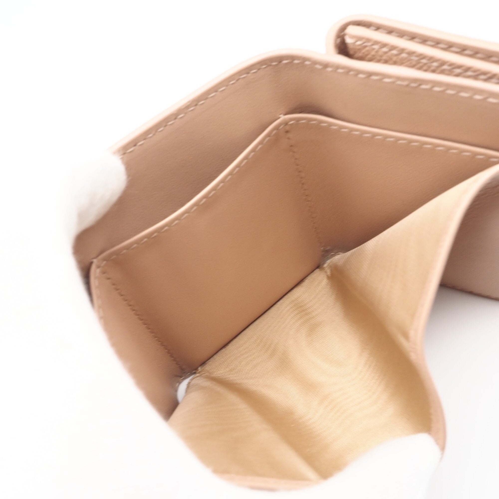 Christian Dior Beige Leather Wallet (Tri-Fold) (Pre-Owned)