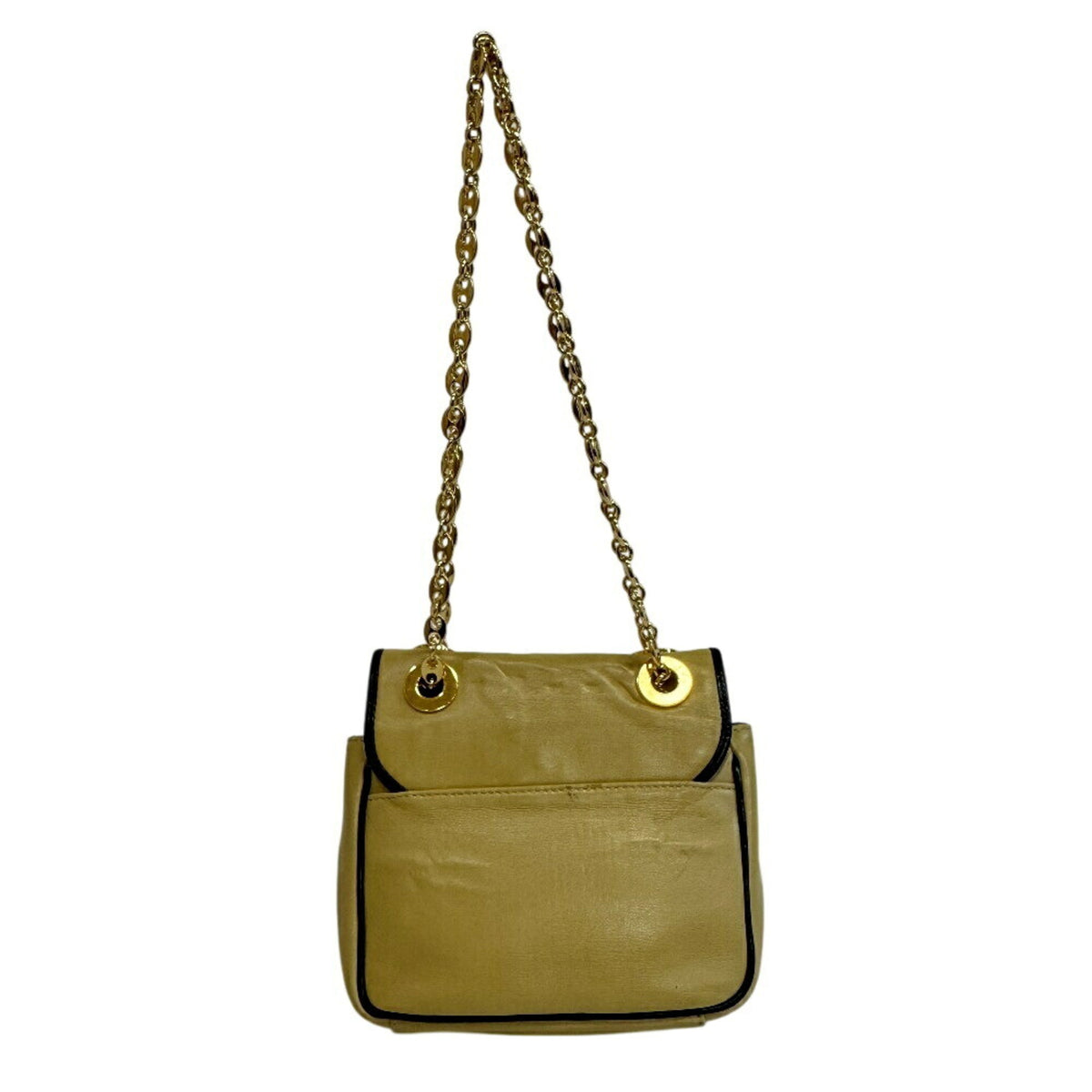 Gucci Beige Black Leather Handbag Shoulder Bag (Pre-Owned)