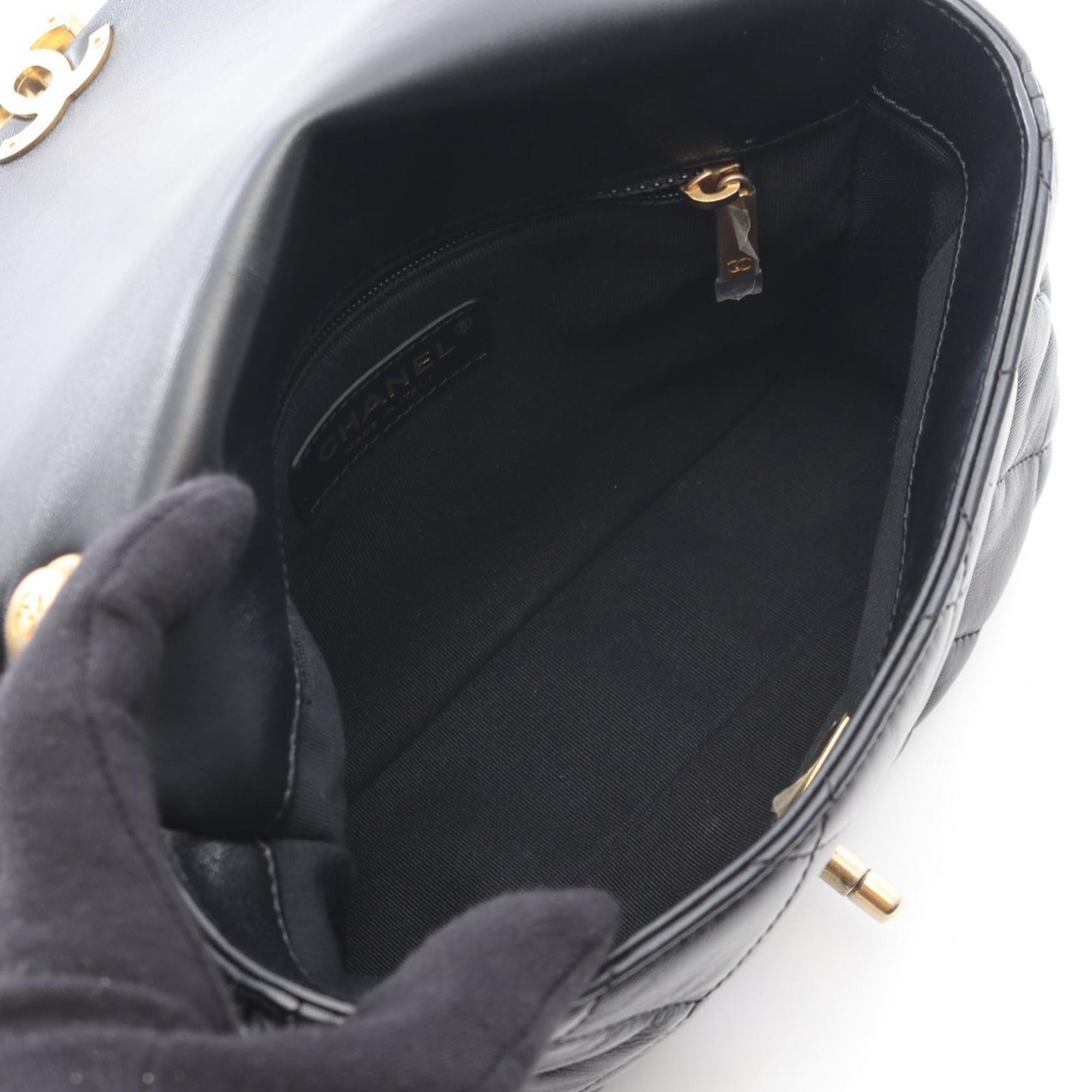 Chanel Black Leather Handbag Shoulder Bag (Pre-Owned)