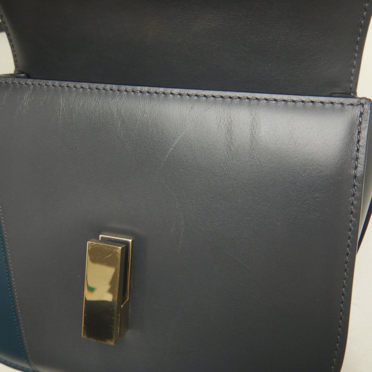 Valextra Gray Navy Leather Shoulder Bag (Pre-Owned)