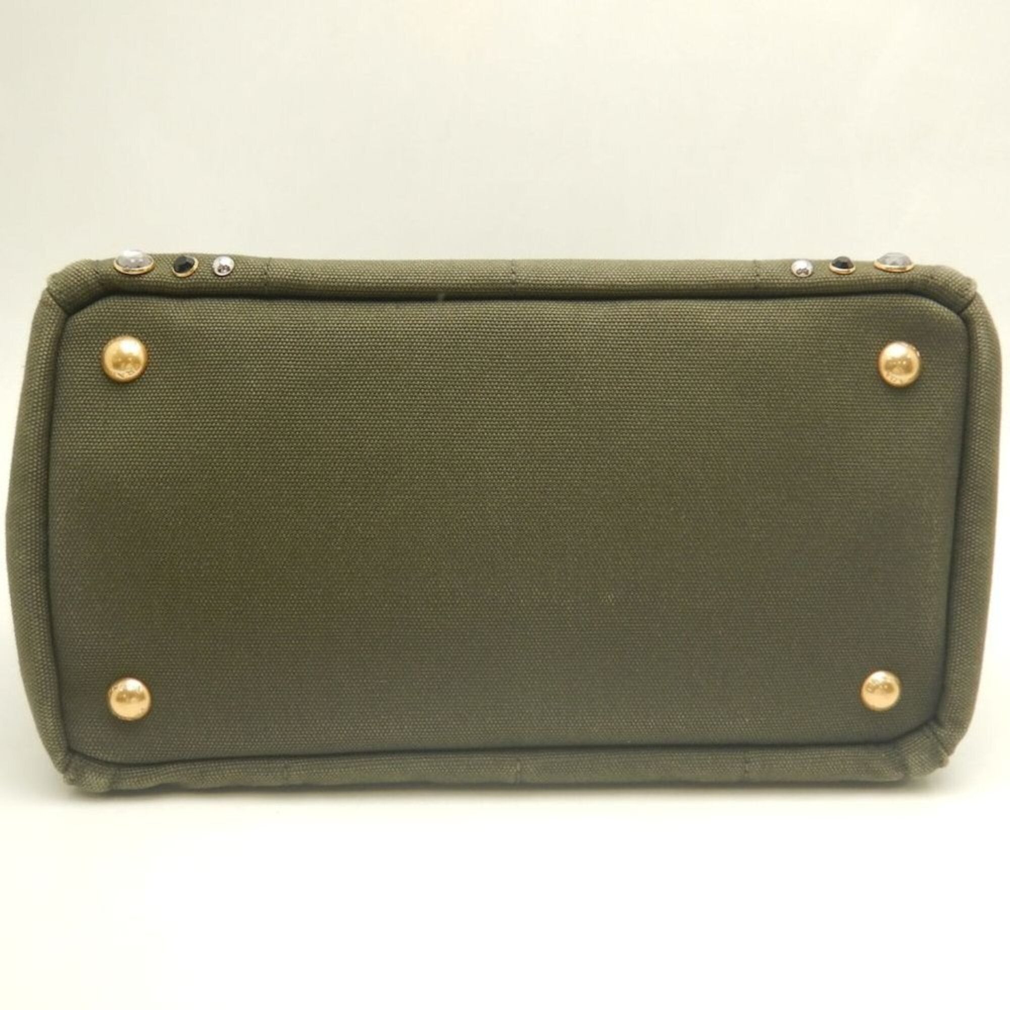 Prada Green Khaki Canvas Tote Bag (Pre-Owned)