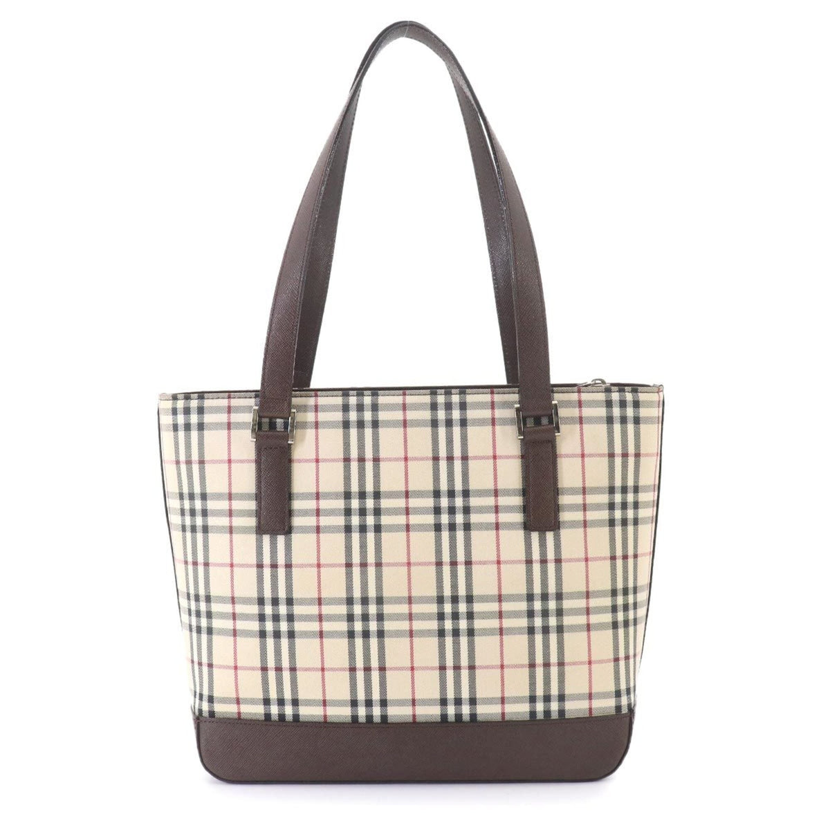 Burberry Beige Brown Canvas Leather Handbag (Pre-Owned)