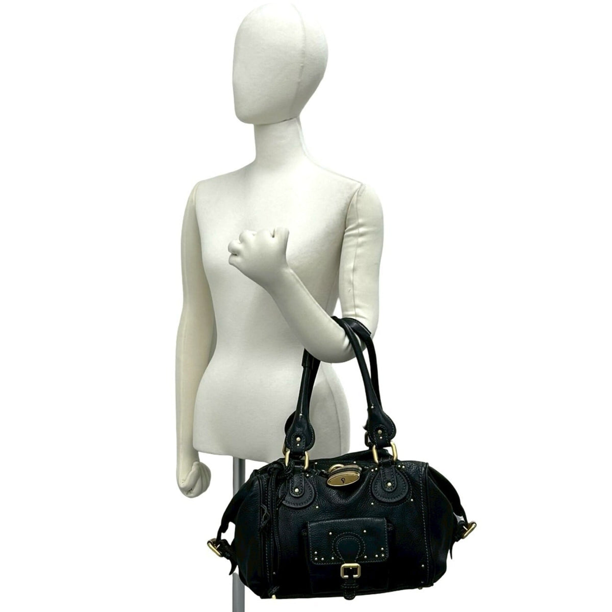 Chloé Black Leather Handbag Tote Bag (Pre-Owned)