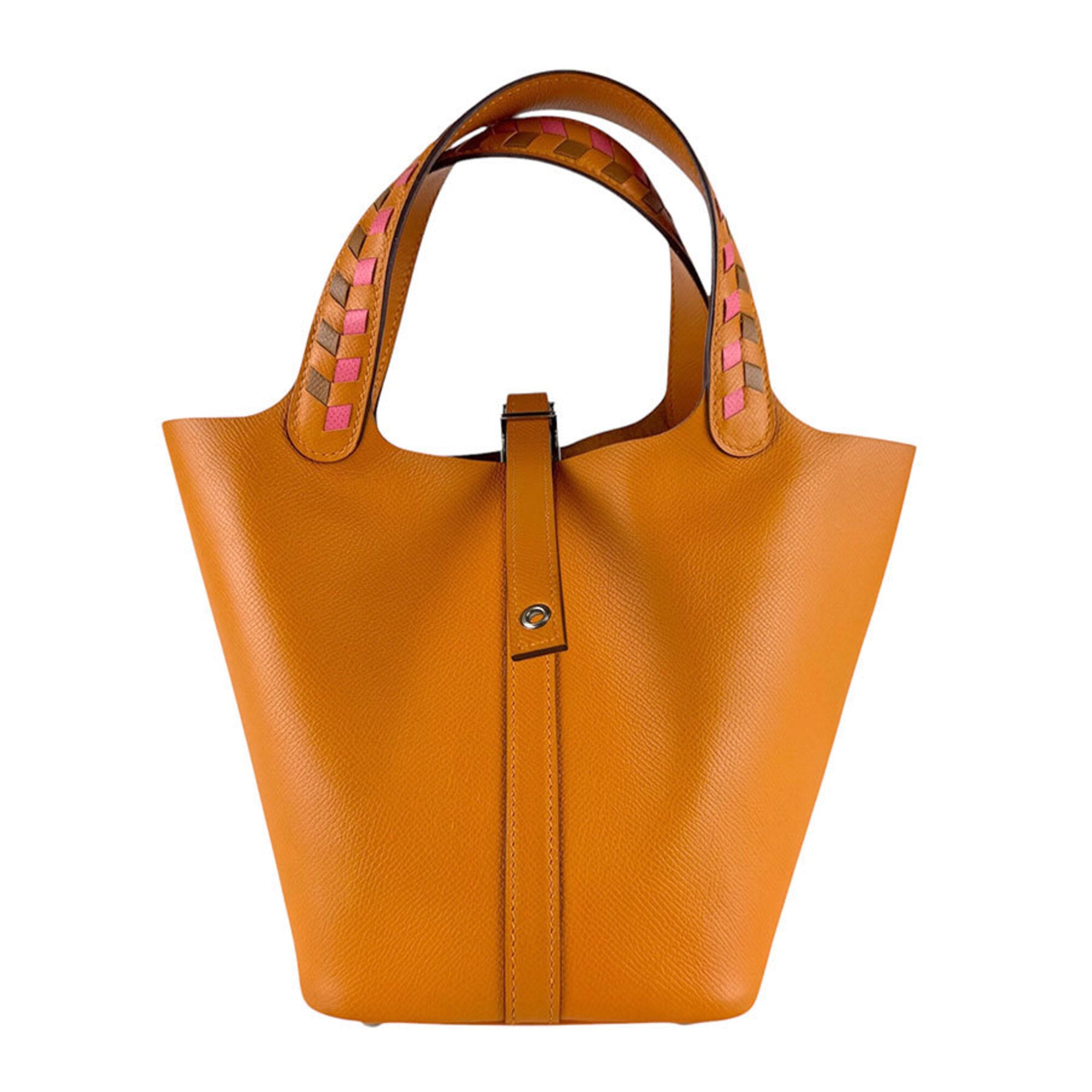 Hermes Brown Orange Rose Azalee Epsom Leather Handbag (Pre-Owned)