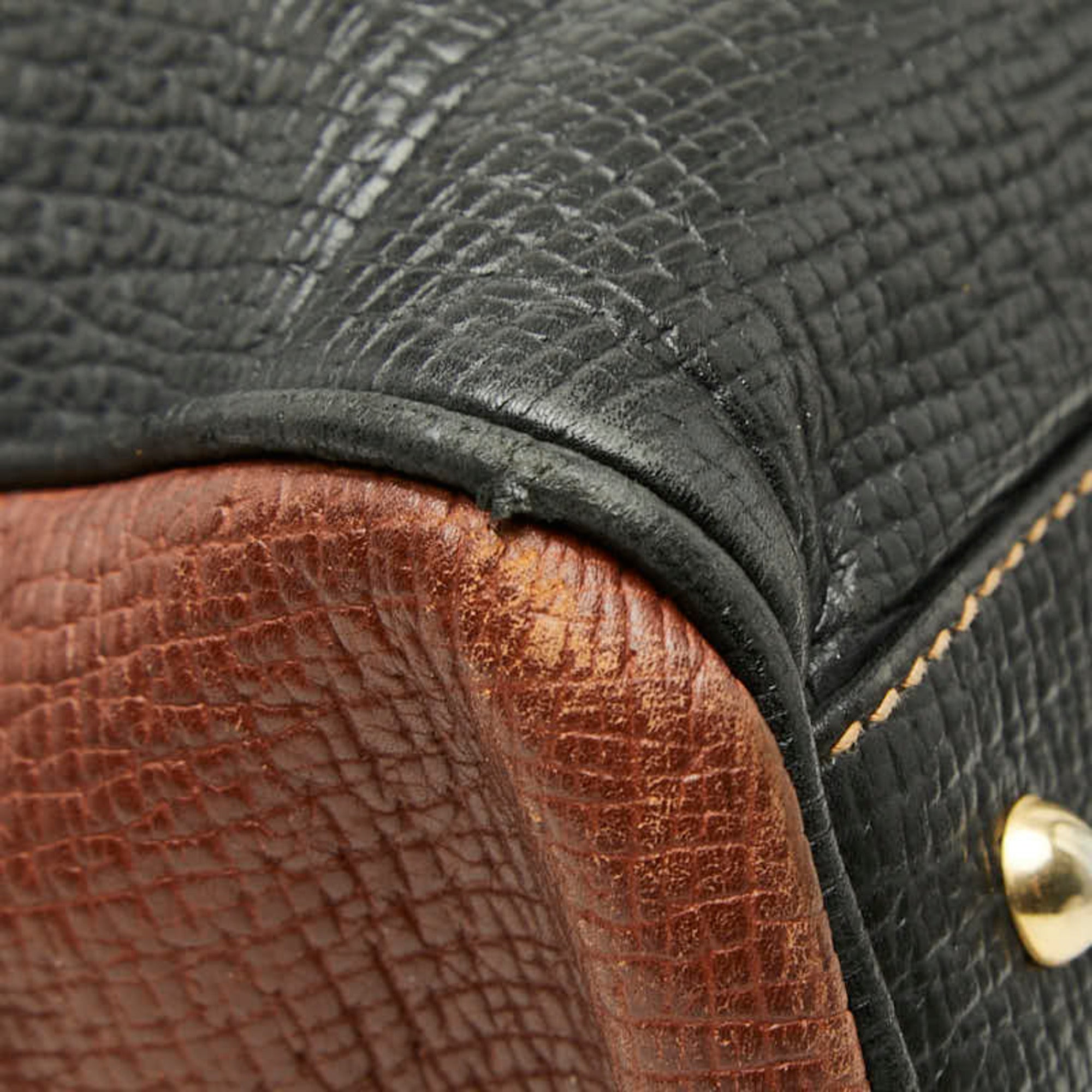 Loewe Black Brown Leather Handbag Tote Bag (Pre-Owned)