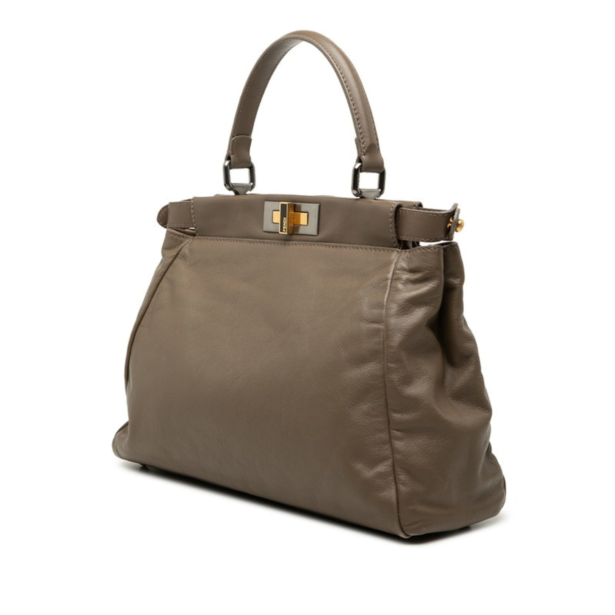 Fendi Grayish Leather Handbag Shoulder Bag (Pre-Owned)