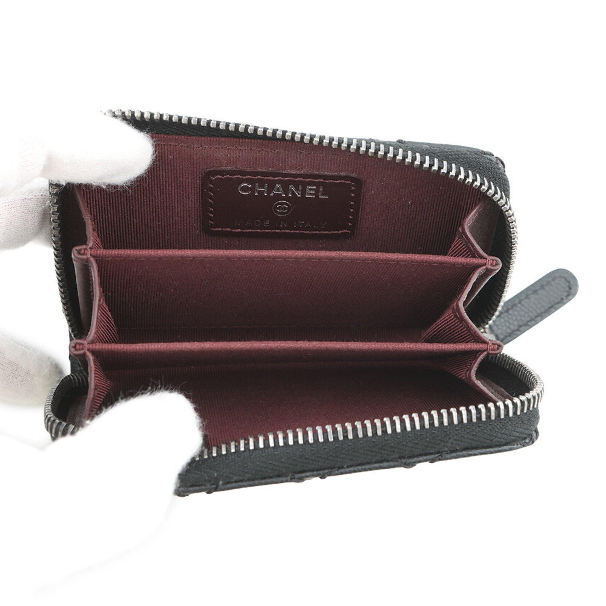 Chanel Black Grained Calfskin Coin Purse/Coin Case (Pre-Owned)