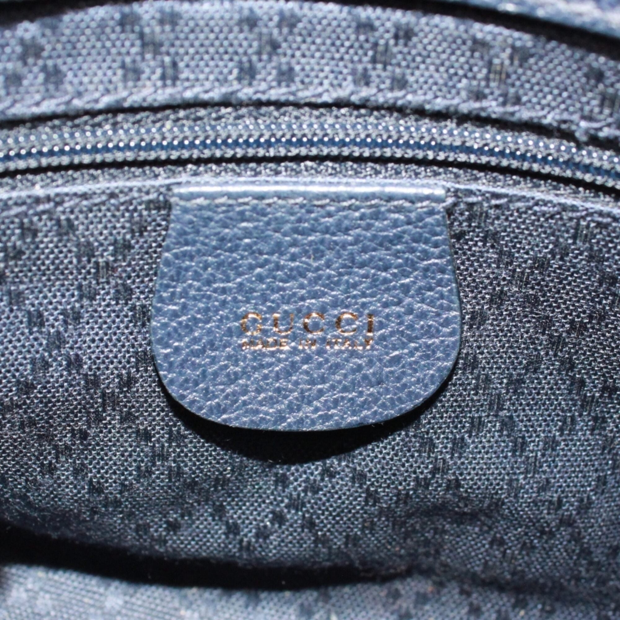 Gucci Navy Bamboo Leather Suede Shoulder Bag (Pre-Owned)