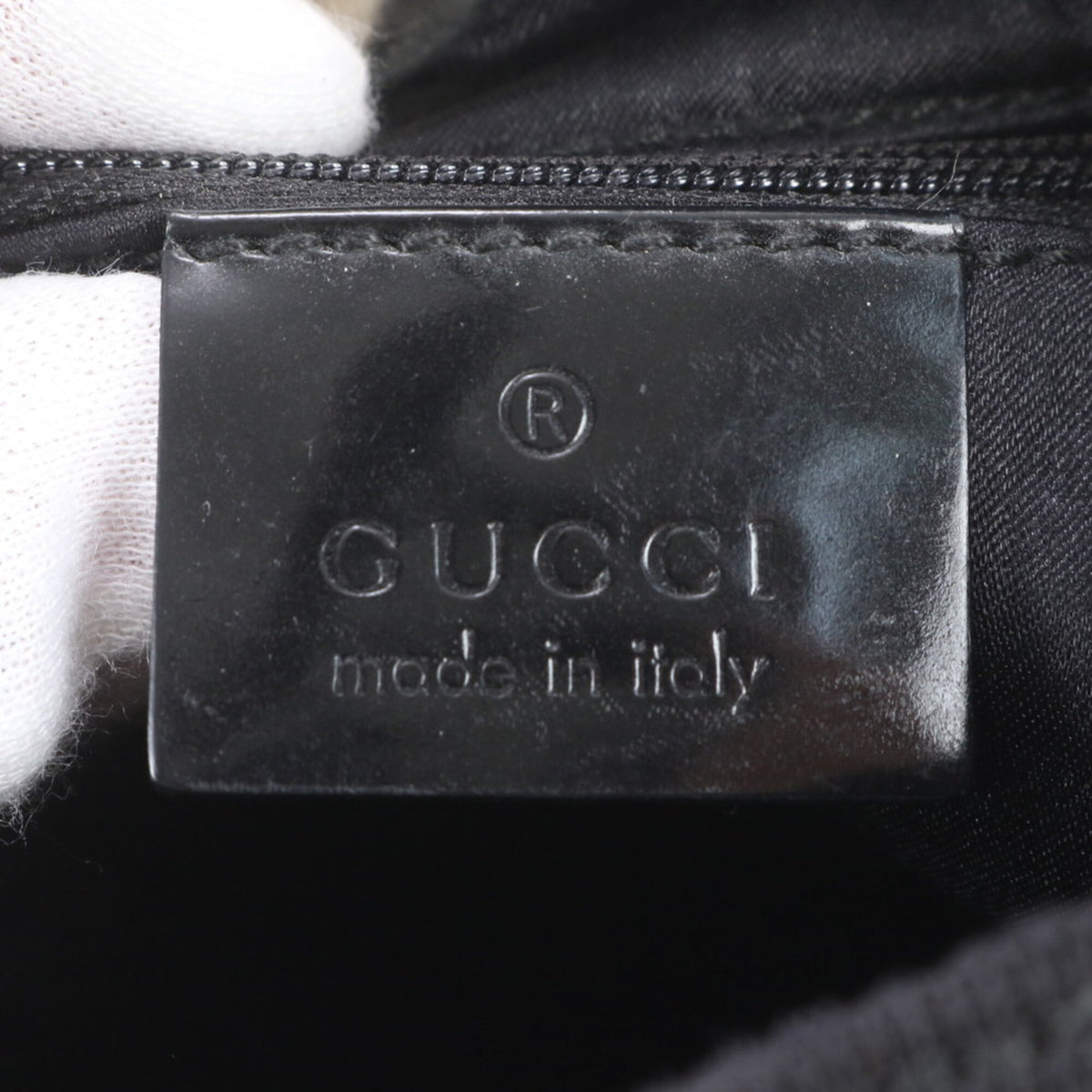 Gucci Black Leather Nylon Handbag Shoulder Bag Tote Bag (Pre-Owned)