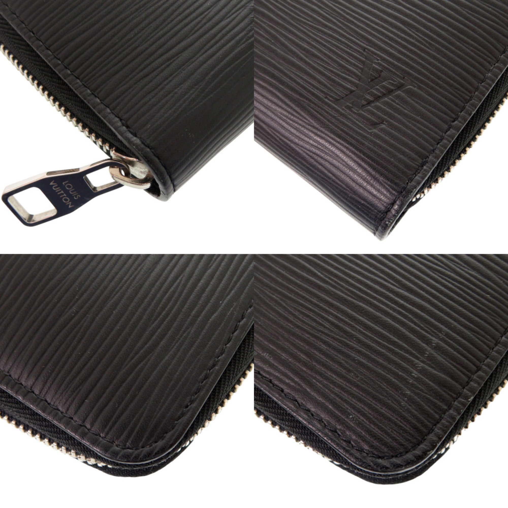 Louis Vuitton Noir Leather Long Wallet (Bi-Fold) (Pre-Owned)