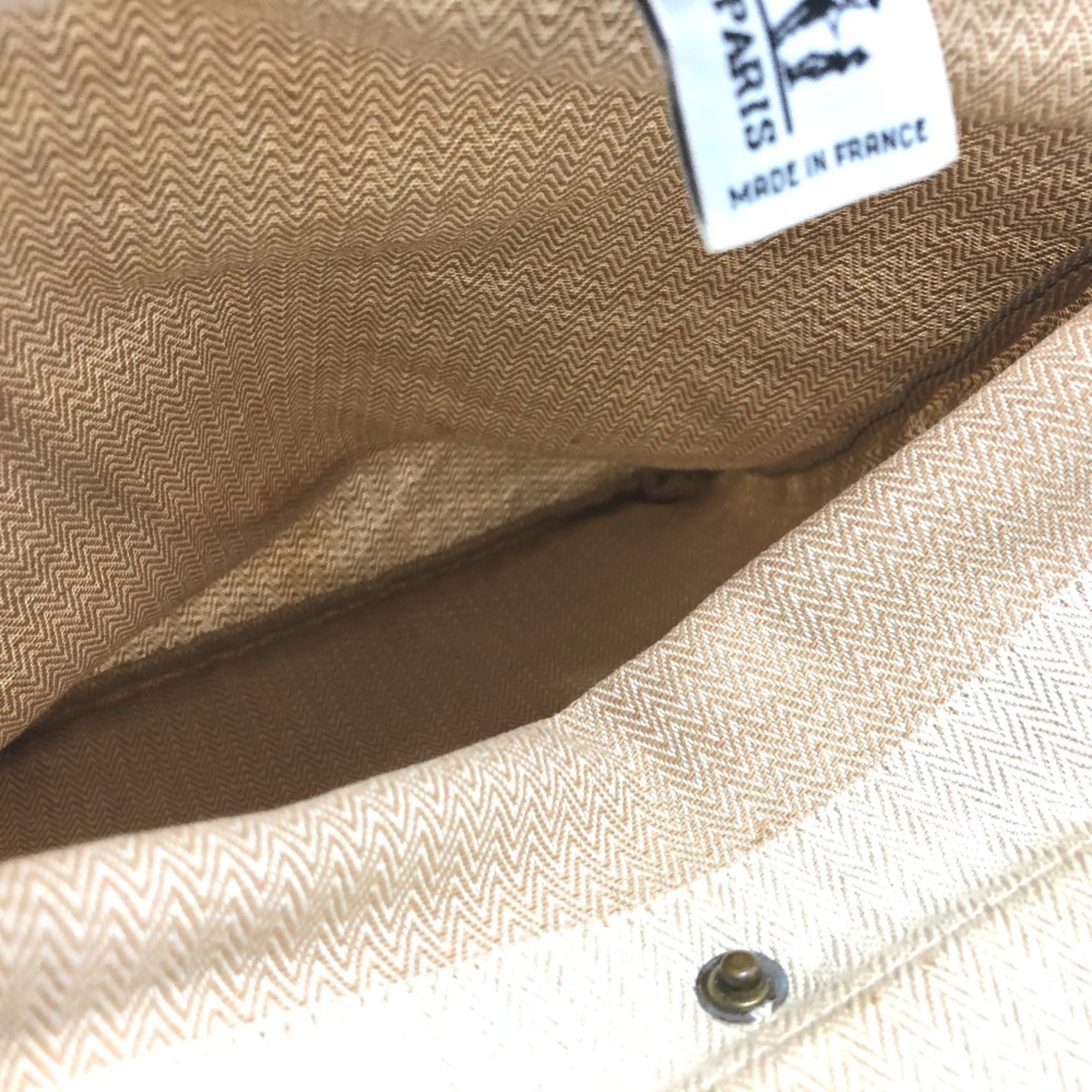 Hermes Beige Brown Toile Chevron Shoulder Bag (Pre-Owned)
