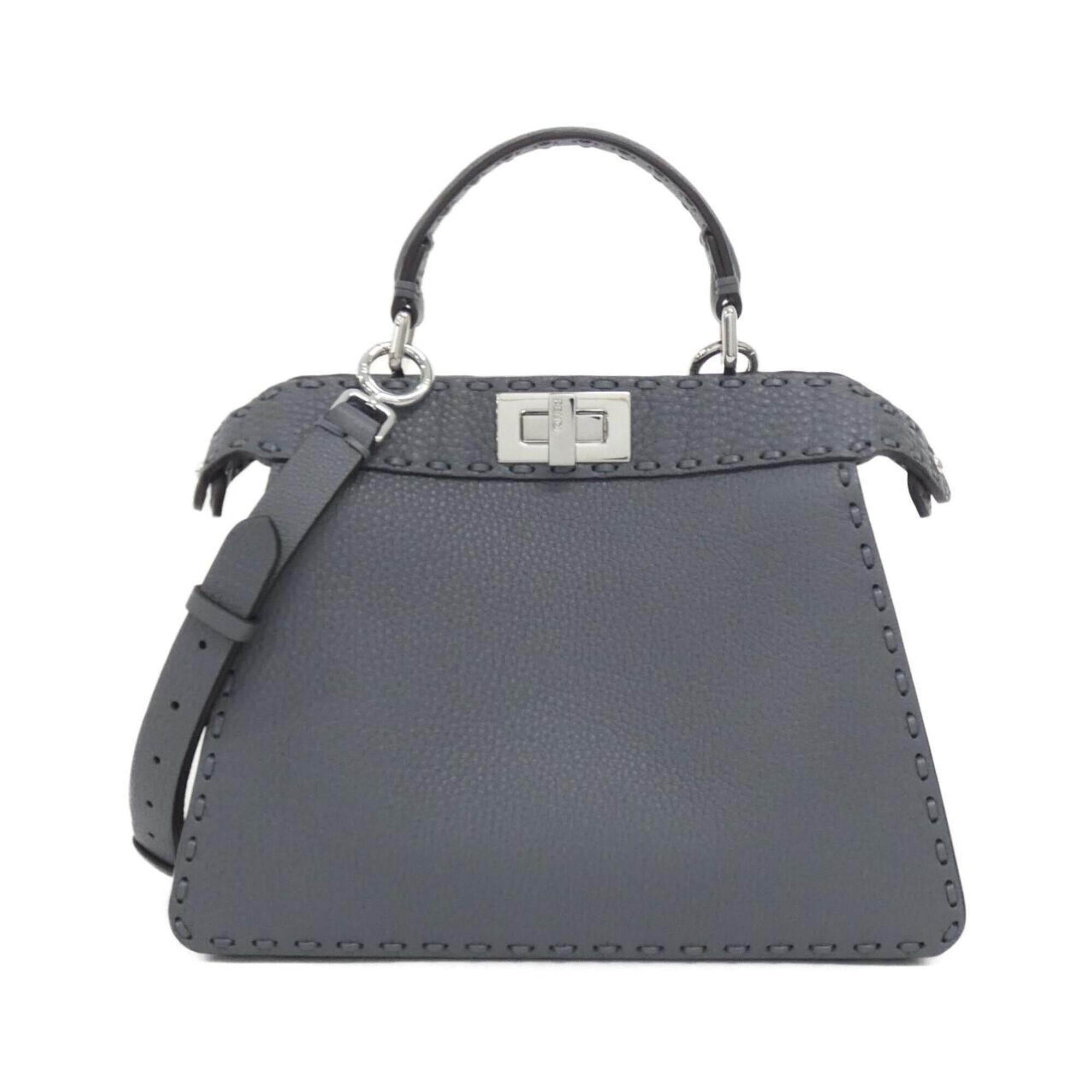 Fendi Gray Leather Handbag (Pre-Owned)