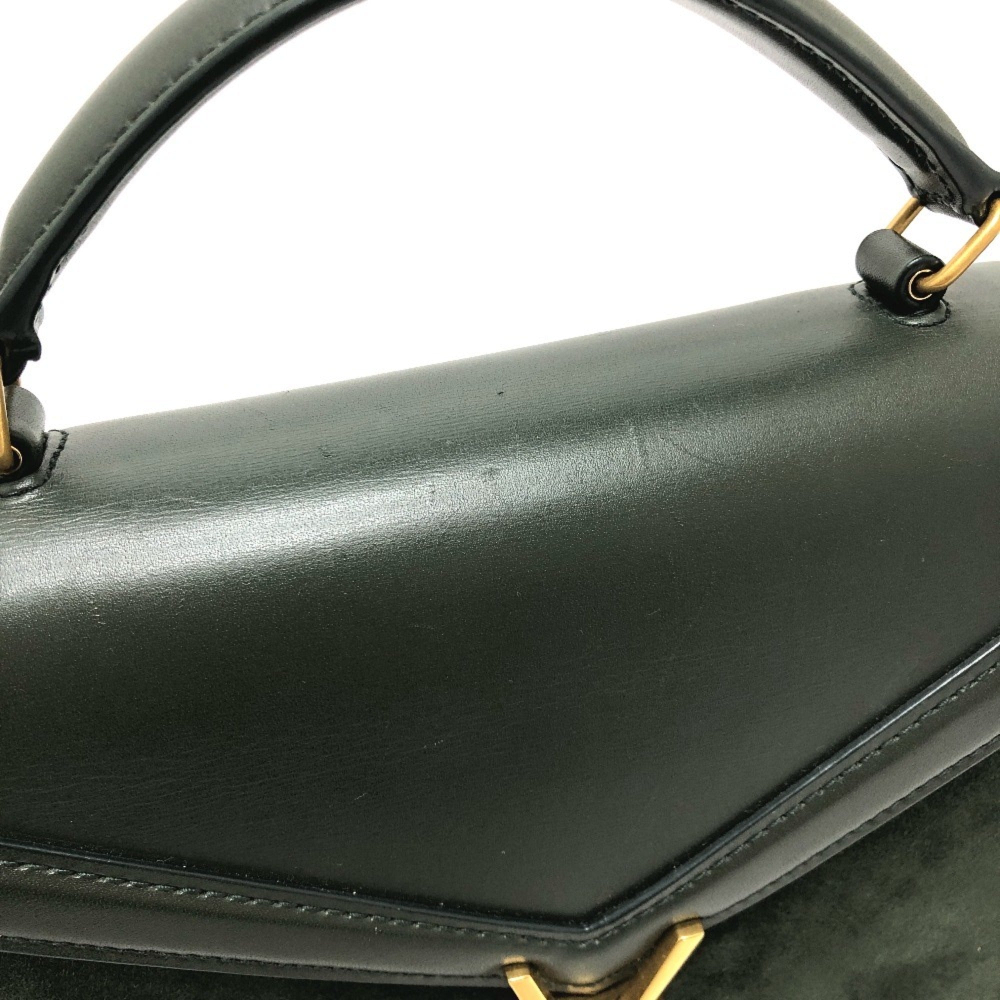 Yves Saint Laurent Green Leather Suede Handbag (Pre-Owned)