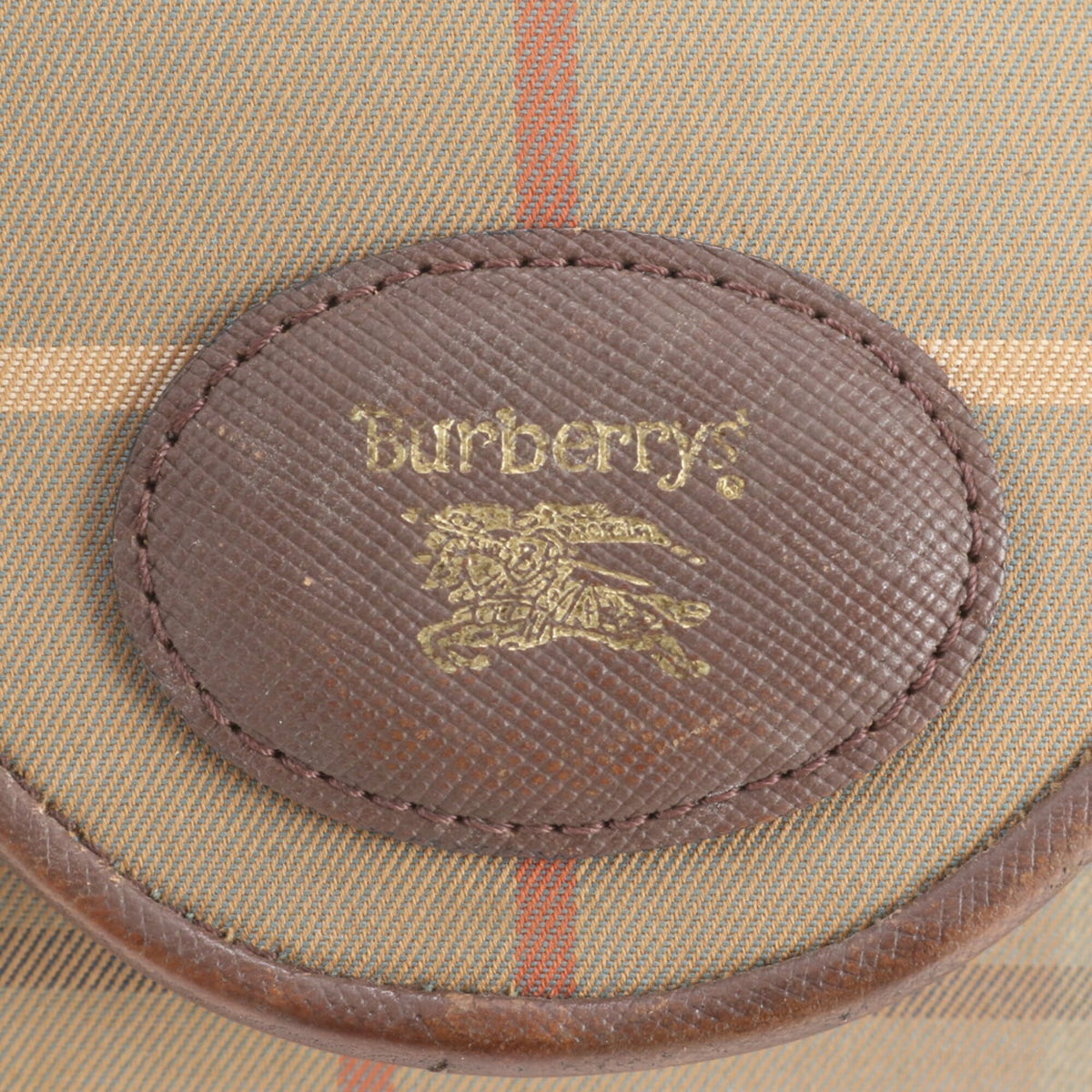 Burberry Green Khaki Leather Canvas Handbag Shoulder Bag (Pre-Owned)