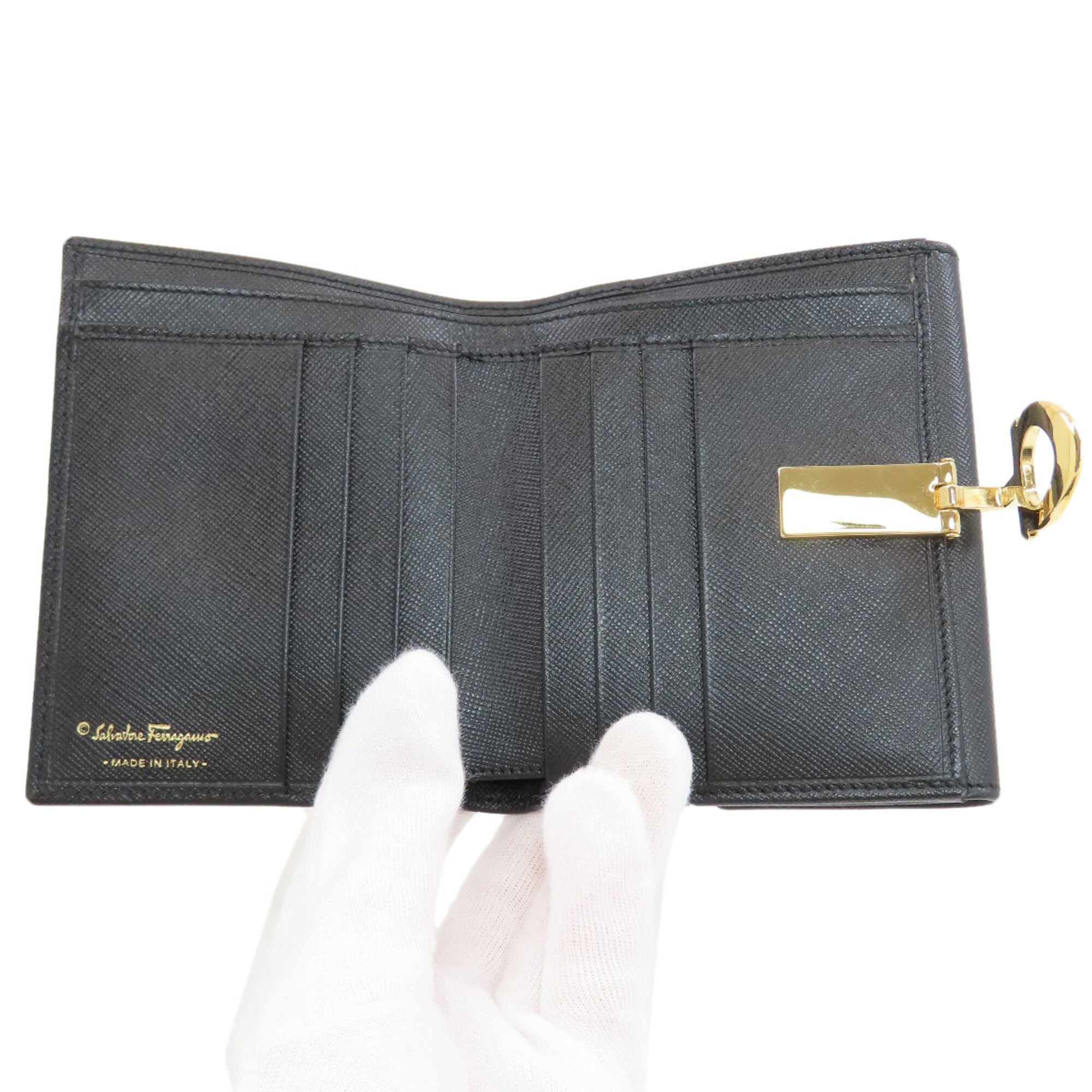 Salvatore Ferragamo Black Leather Wallet (Bi-Fold) (Pre-Owned)