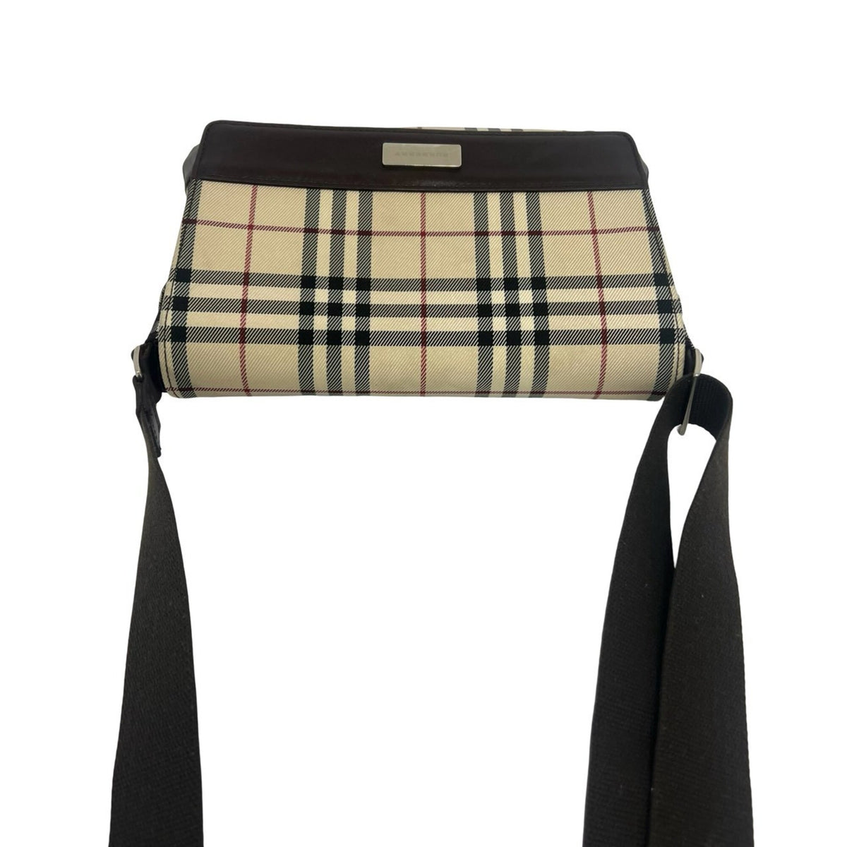 Burberry Beige Brown Canvas Leather Pochette Shoulder Bag (Pre-Owned)