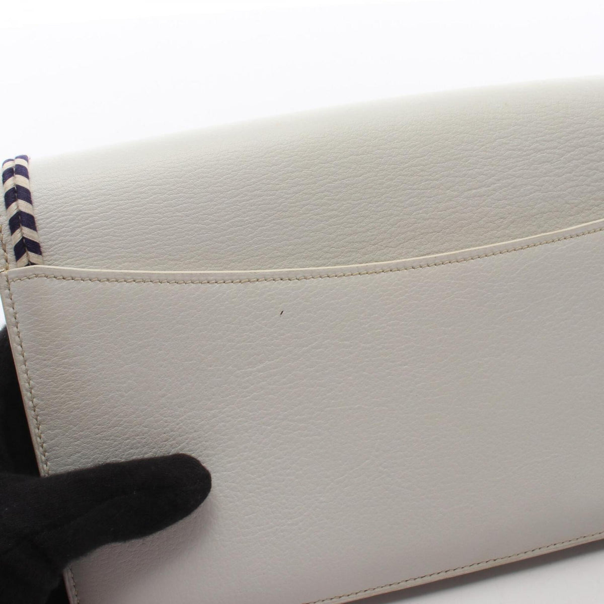 Hermes White Leather Clutch Bag Handbag (Pre-Owned)