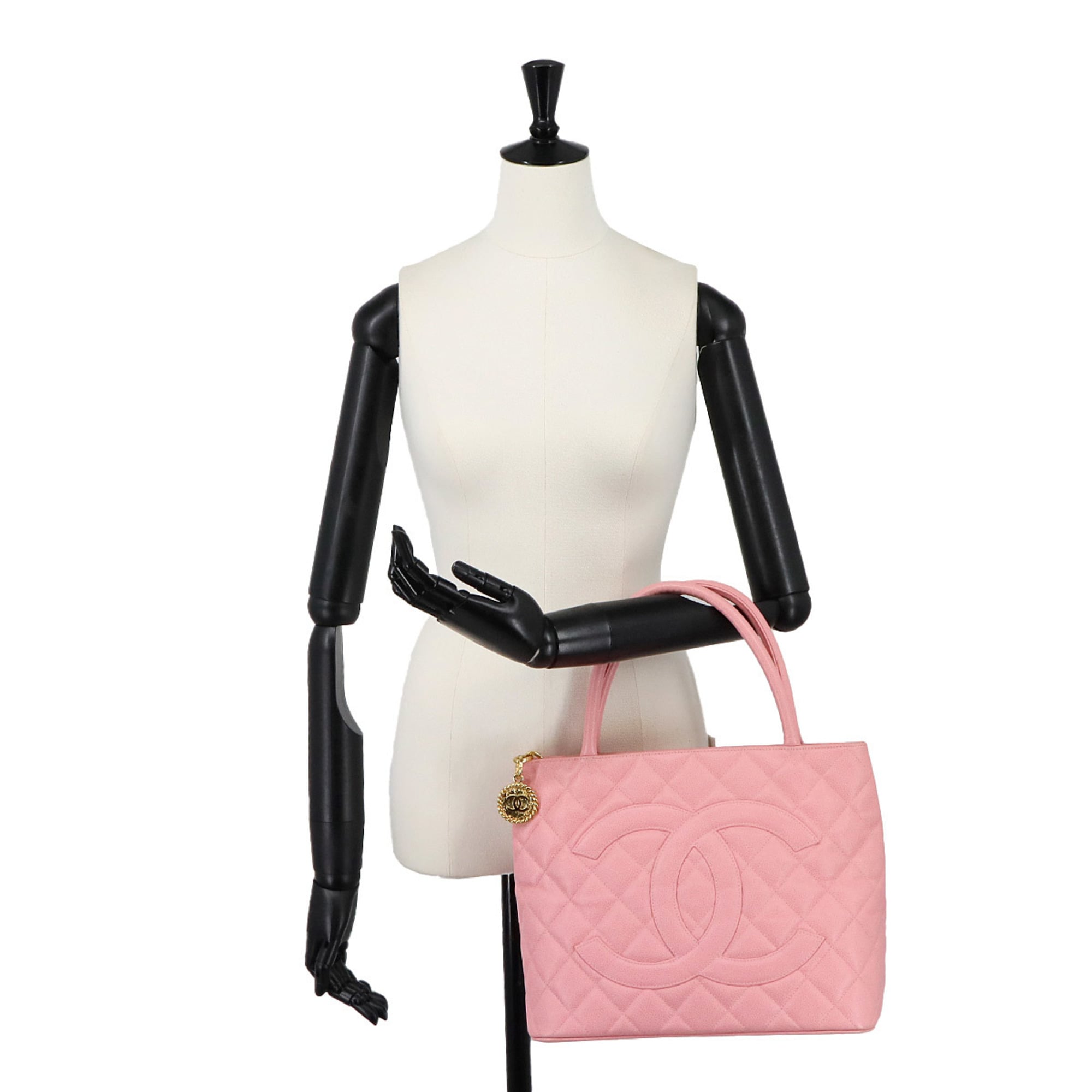 Chanel Pink Grained Calfskin Handbag Tote Bag (Pre-Owned)