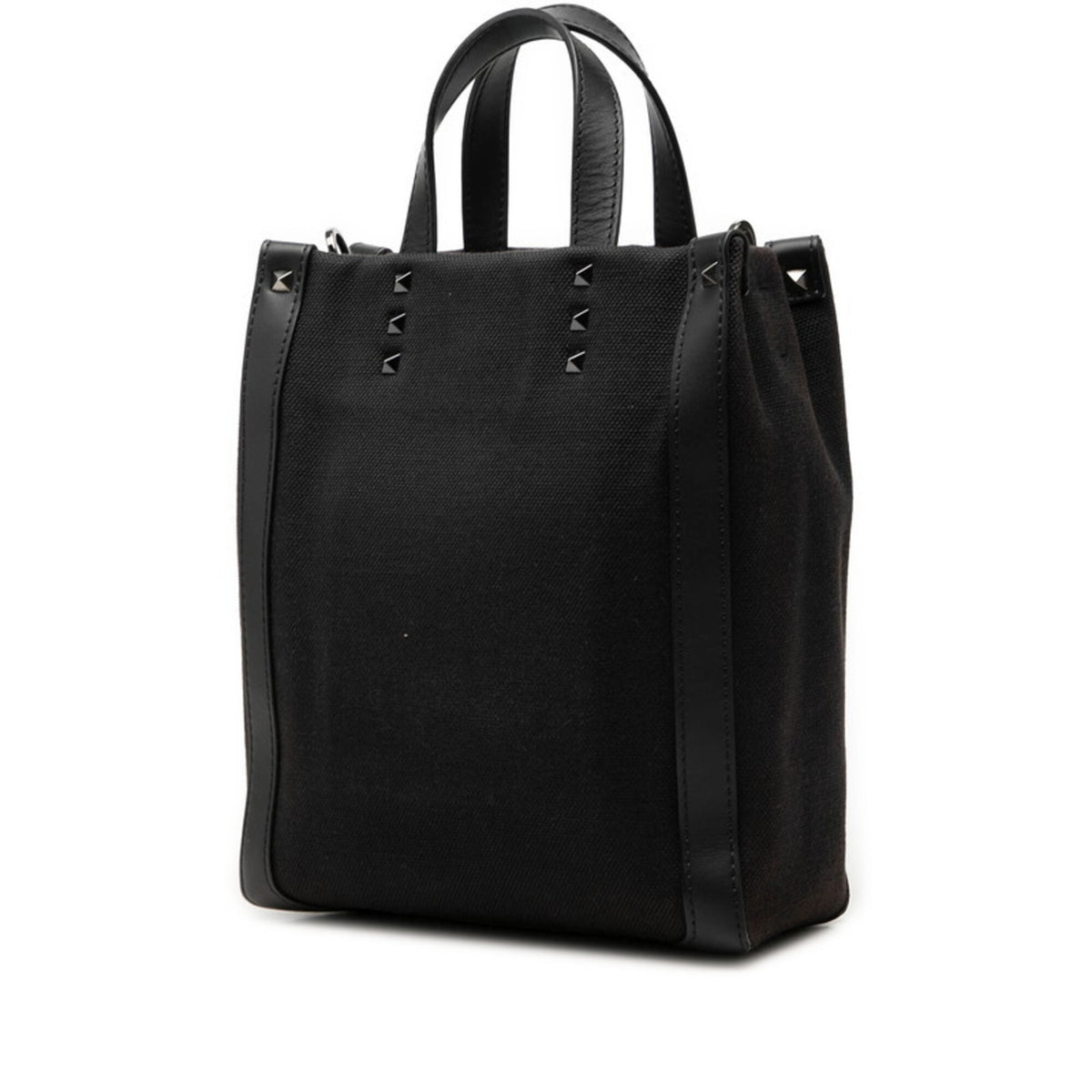 Valentino Black White Canvas Leather Handbag Shoulder Bag (Pre-Owned)