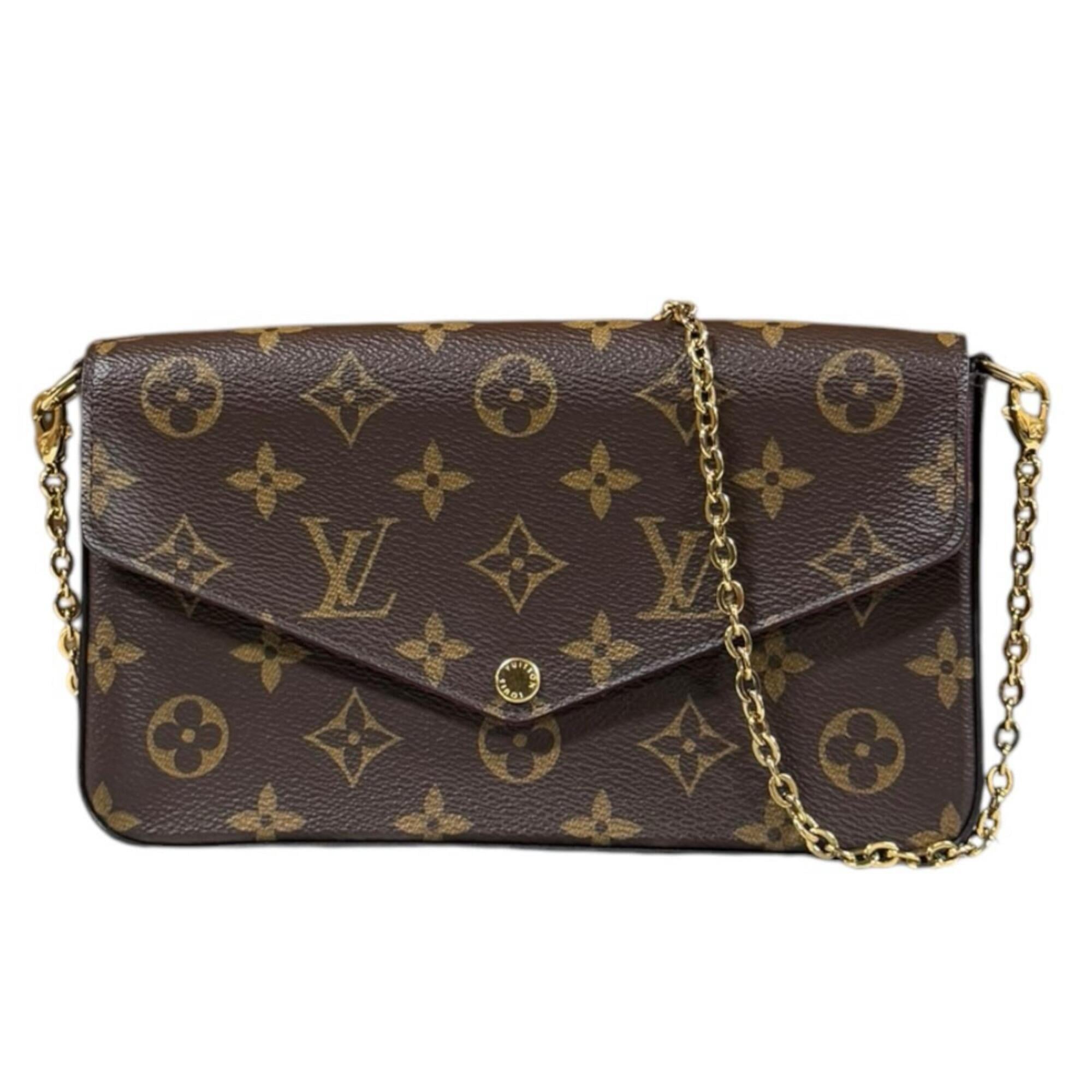 Louis Vuitton Brown Fuchsia Monogram Canvas Pochette Pouch Shoulder Bag (Pre-Owned)