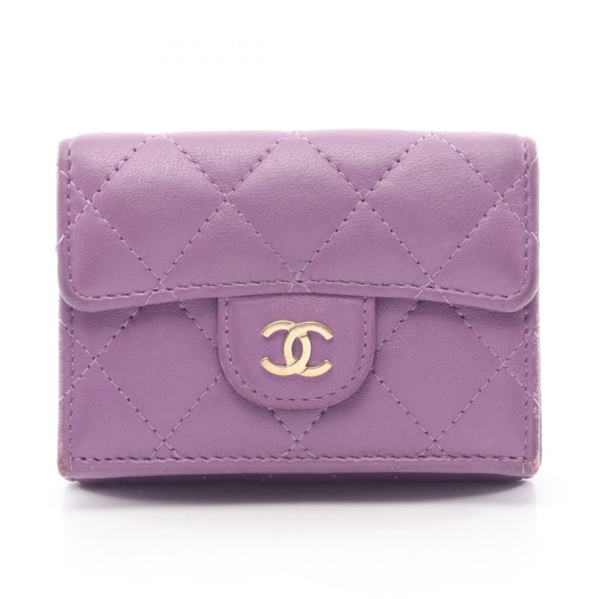 Chanel Purple Leather Wallet (Tri-Fold) (Pre-Owned)