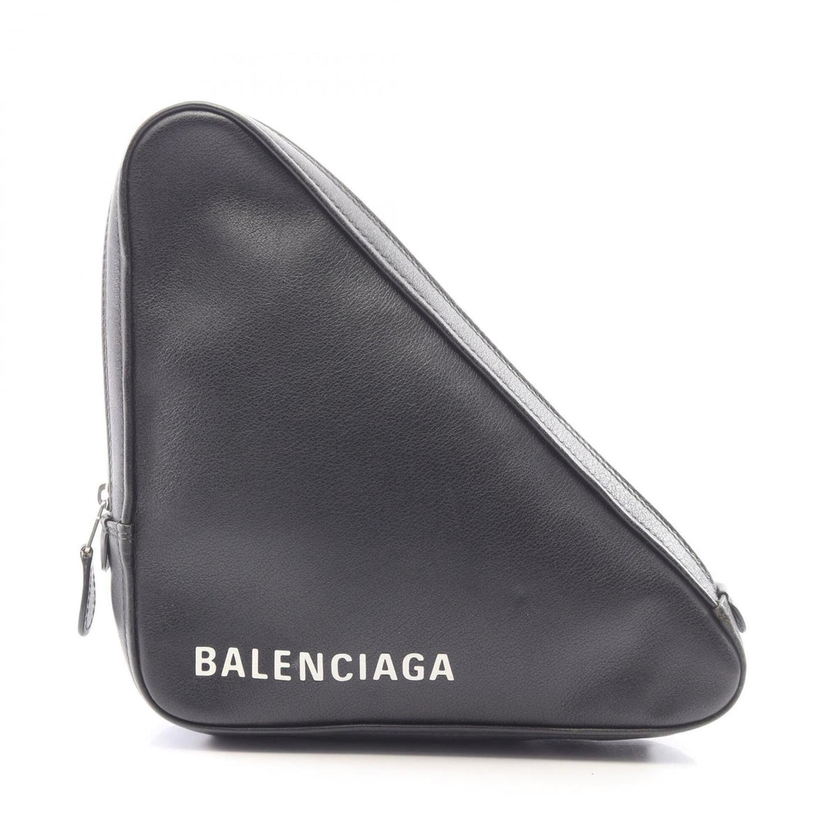 Balenciaga Black Leather Clutch Bag Handbag (Pre-Owned)