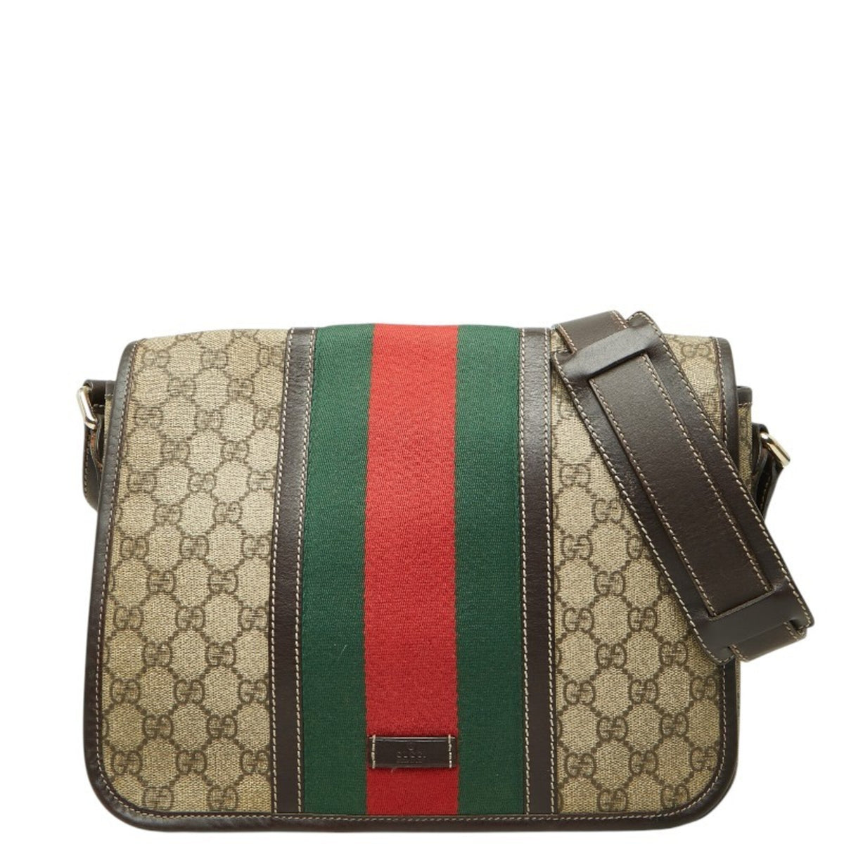 Gucci Beige Brown Leather Pvc Messenger Bag (Pre-Owned)