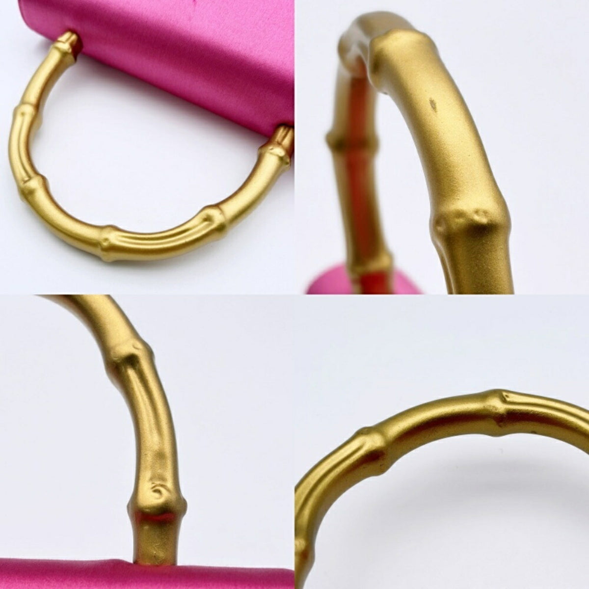 Gucci Gold Pink Bamboo Satin Handbag (Pre-Owned)