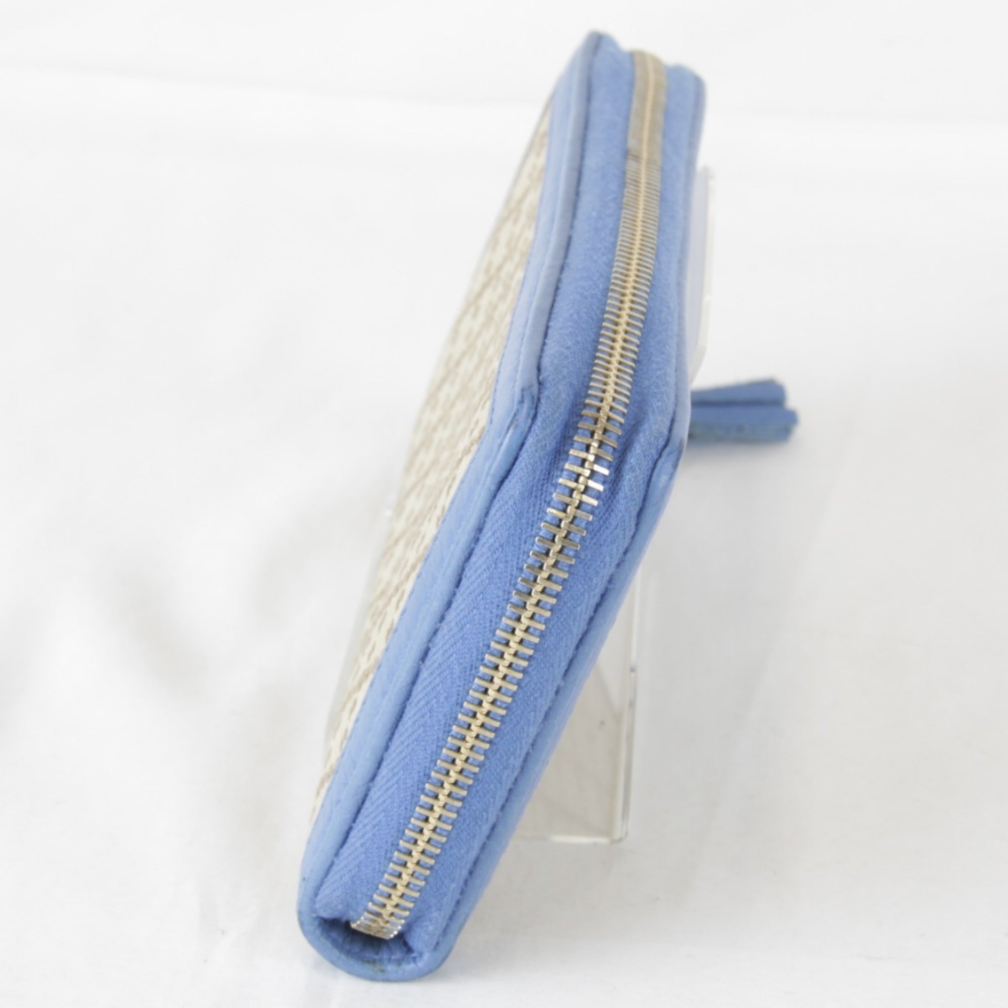 Gucci Blue Canvas Leather Long Wallet (Bi-Fold) (Pre-Owned)